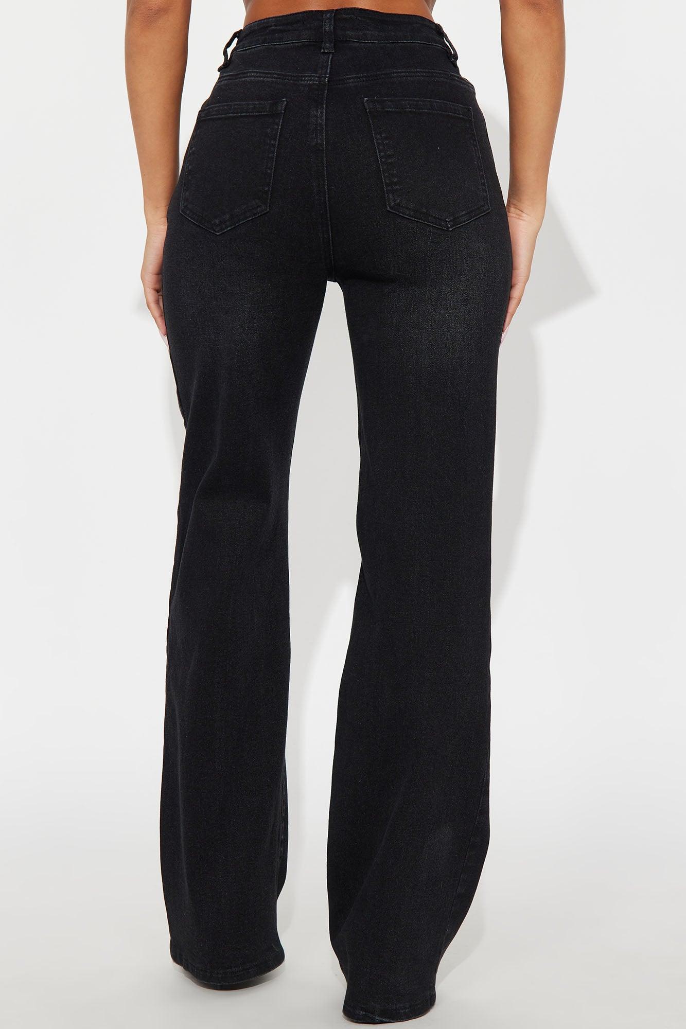 Pintucked Straight Leg Jeans - Black Wash Female Product Image