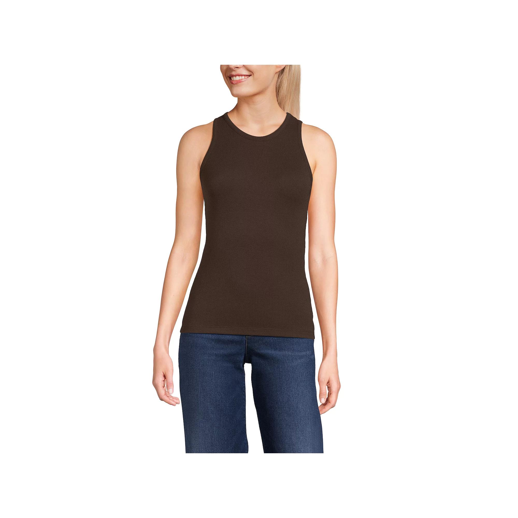 Women's Lands' End Drapey Rib Fitted Tank Top,  Product Image