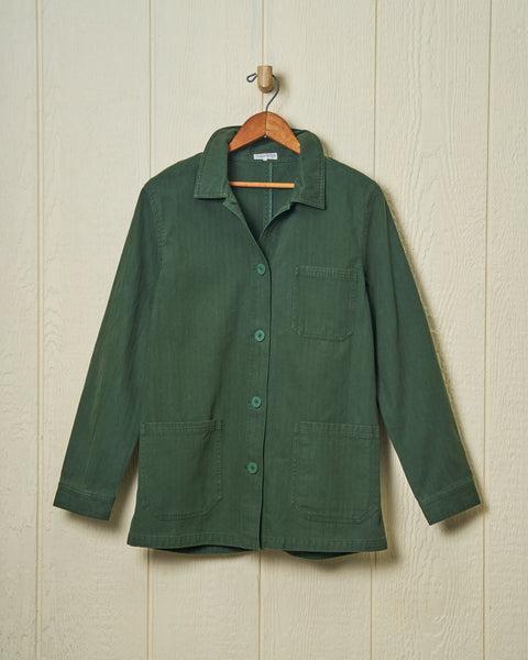Women’s French Workman’s Jacket in Parks Department Green Herringbone Product Image
