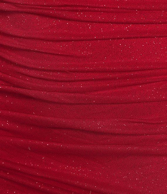 Jump Long Sleeve Glitter Knotch Front Detail Ruched Dress Product Image