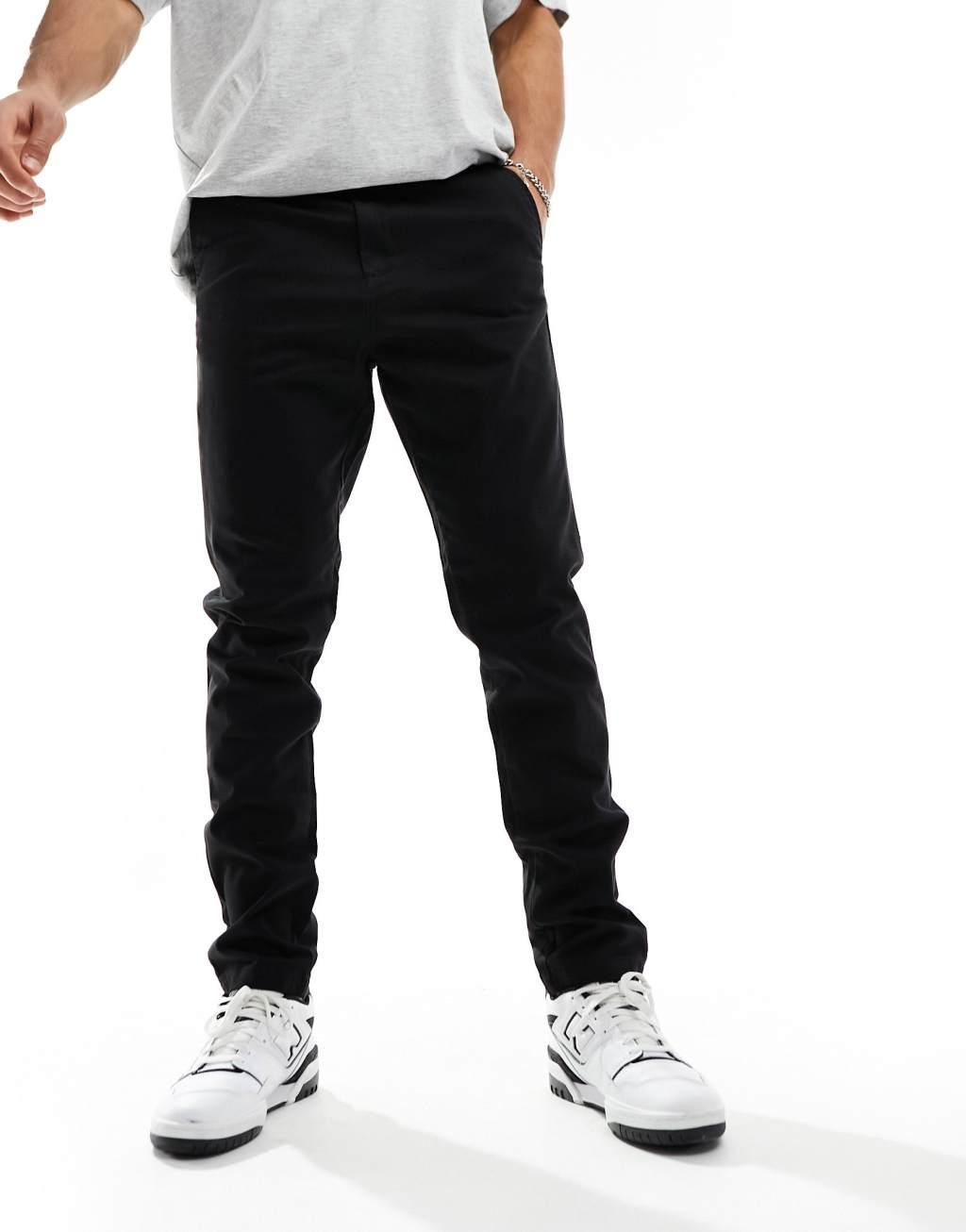 Jack & Jones Intelligence slim fit chinos in black  Product Image