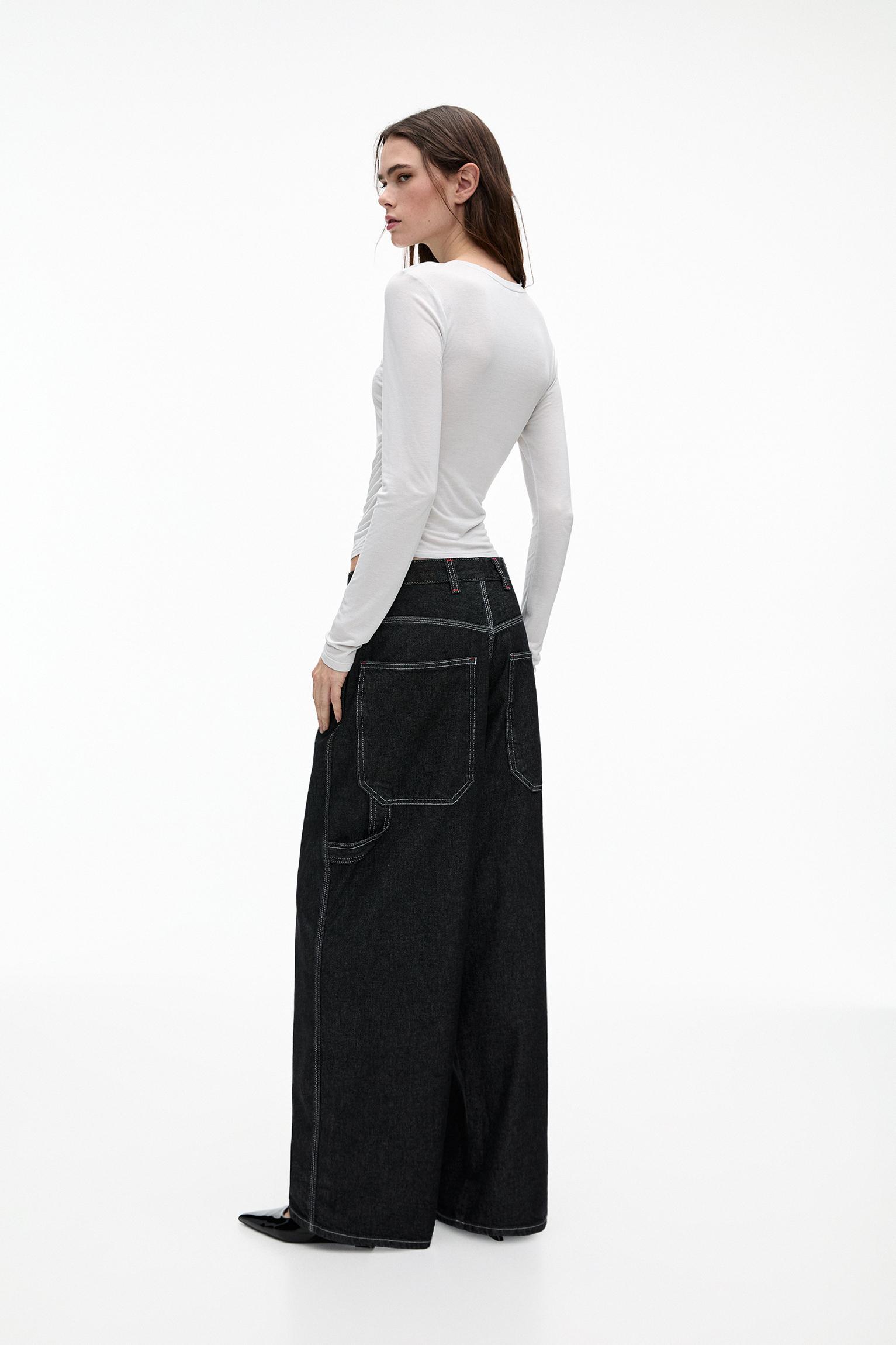 Long sleeve draped T-shirt Product Image