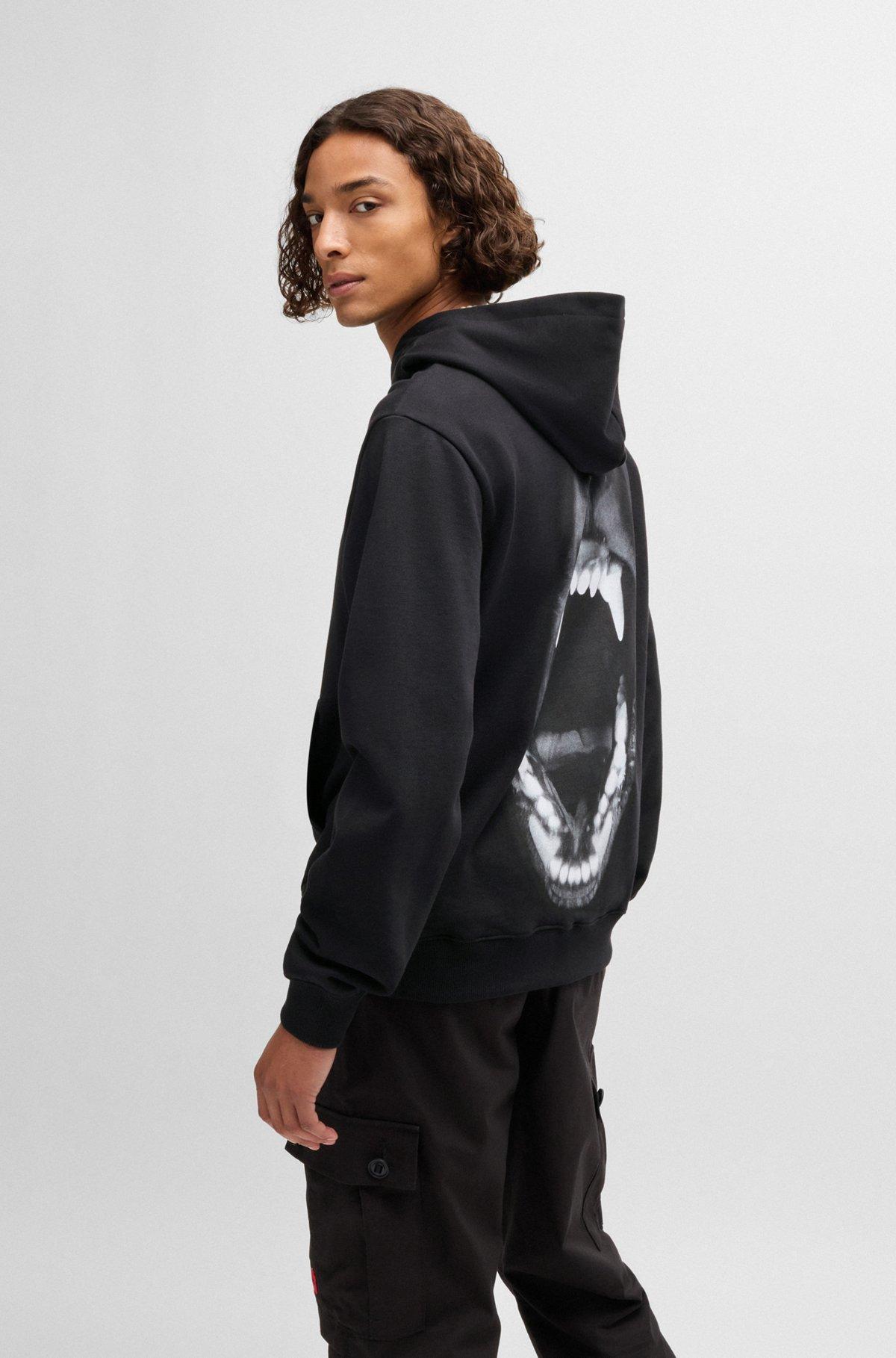 Cotton-terry regular-fit hoodie with animal graphics Product Image