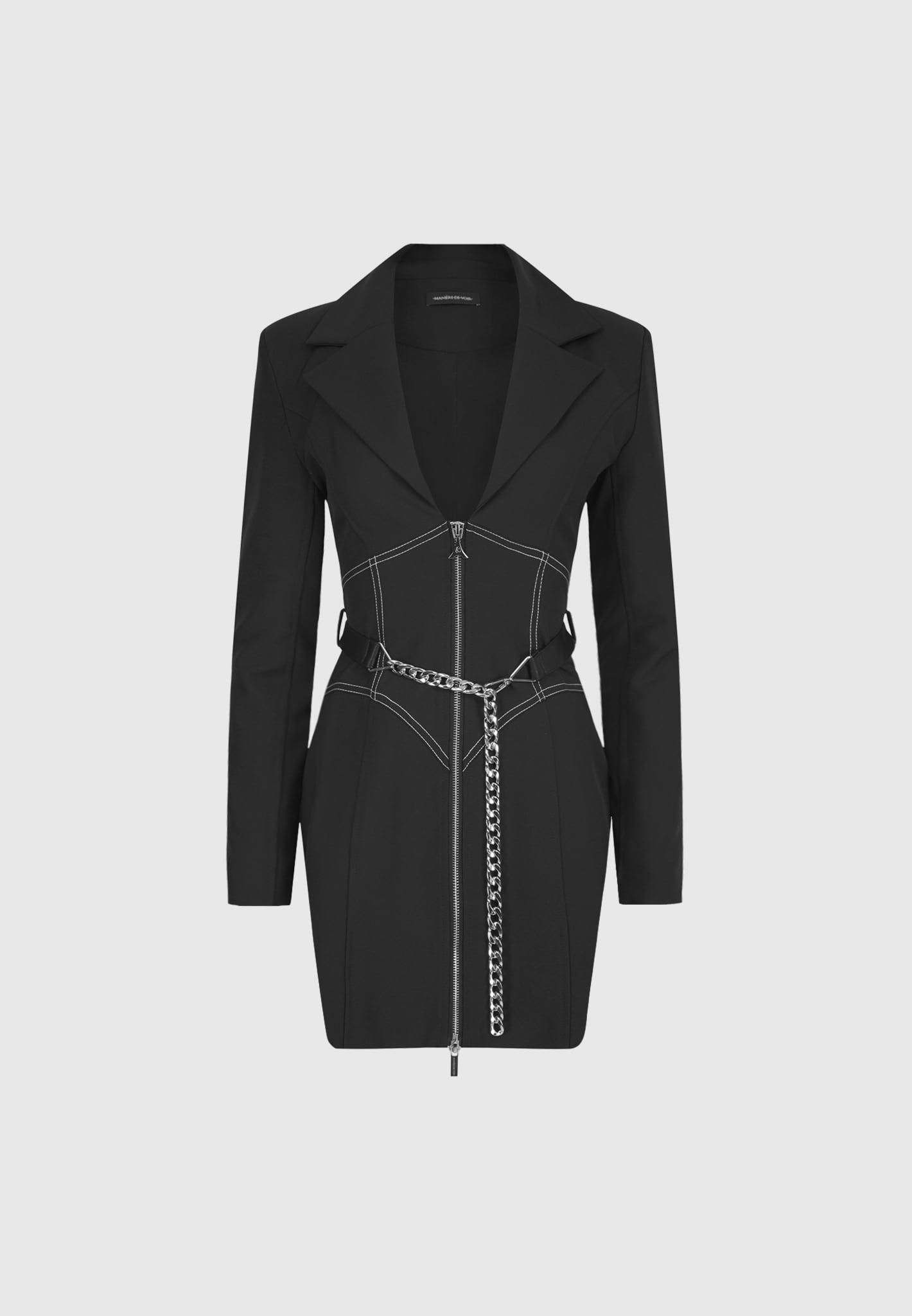 Corset Blazer Dress with Chain - Black Female Product Image