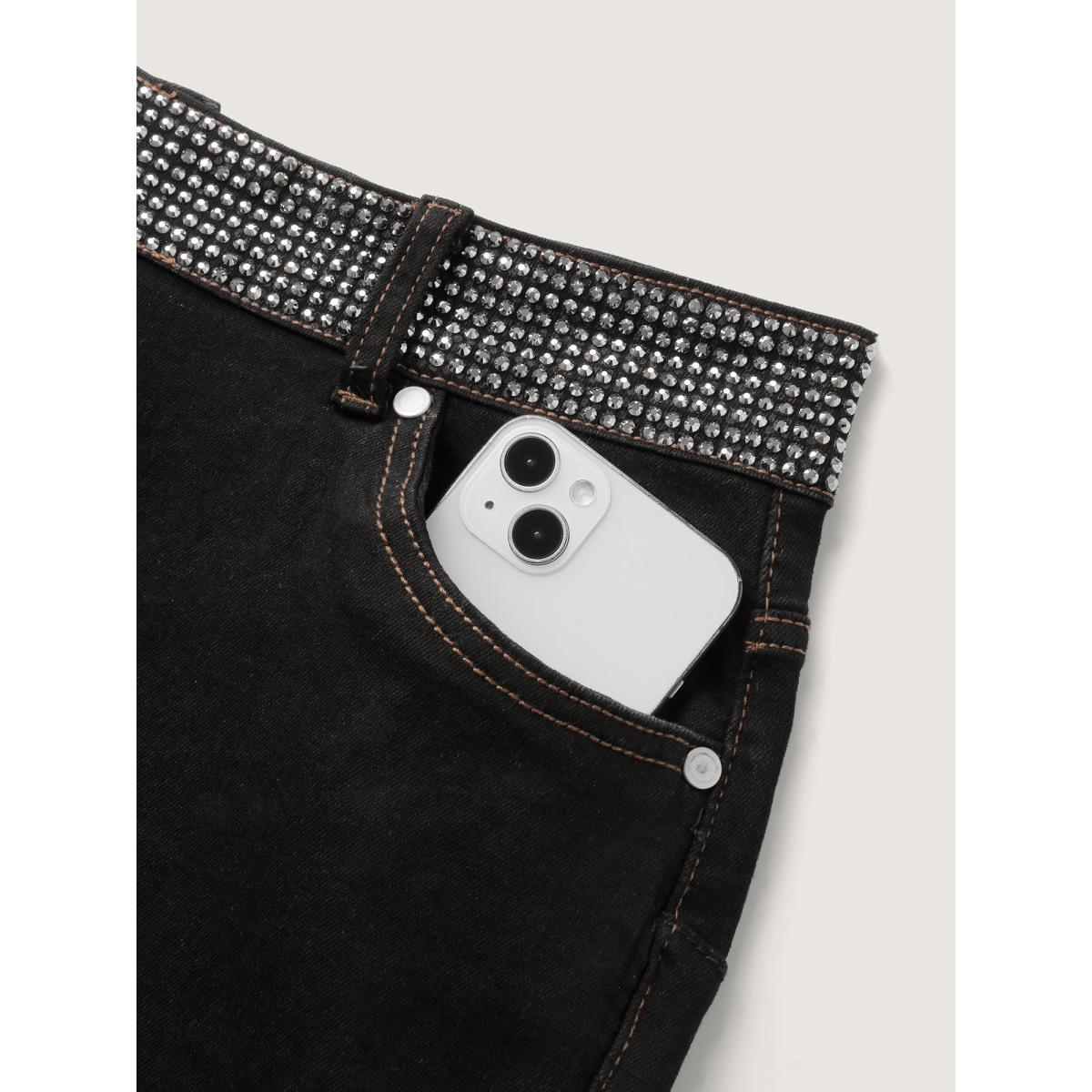 Plus Size Supersoft Rhinestone Detail Bootcut Jeans Women Denimblack Timeless Rhinestone detailing High stretch Slanted pocket Jeans BloomChic 14/1X Product Image