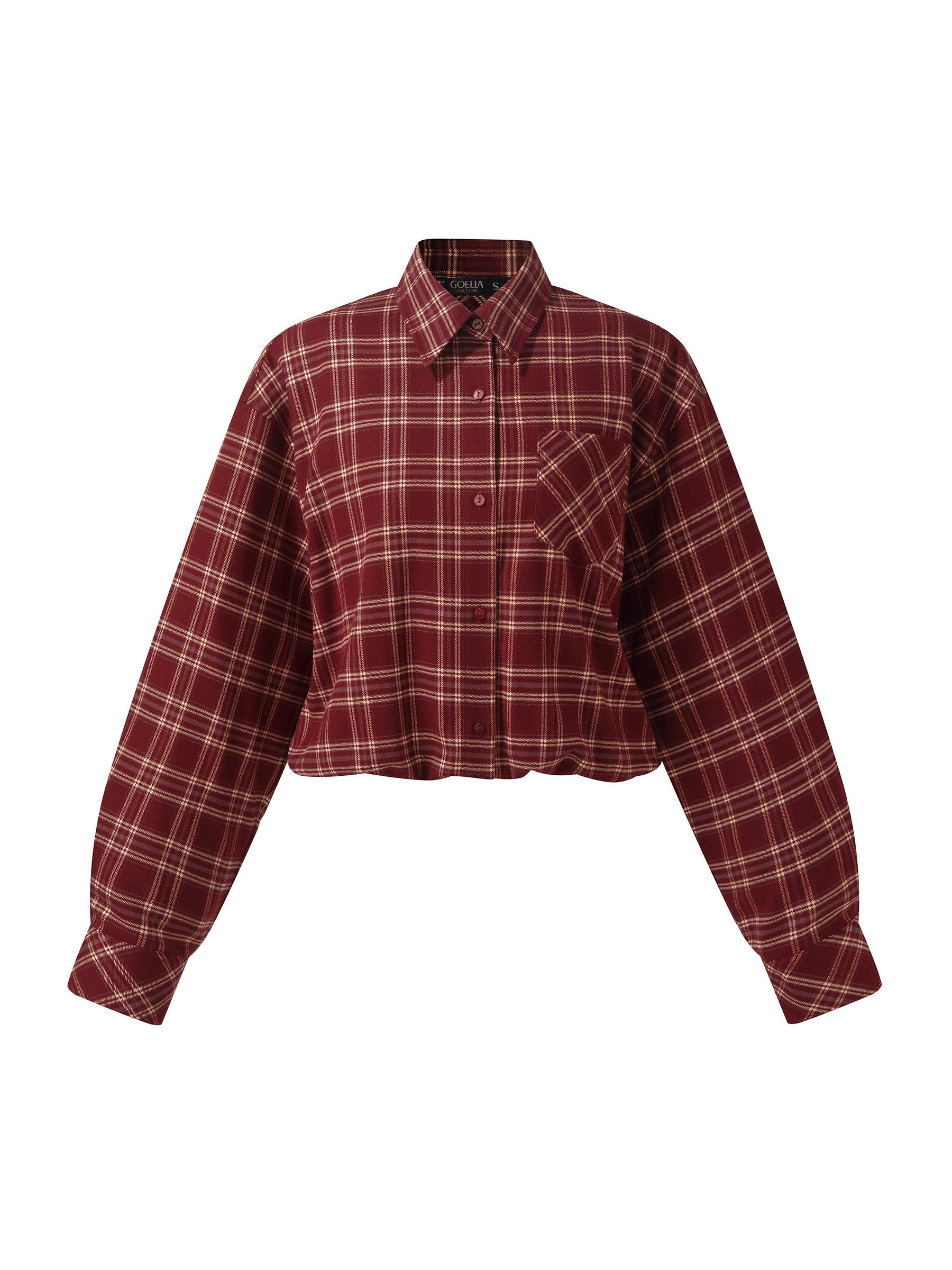 Mock Layered Plaid Women Long Sleeve Shirt Product Image
