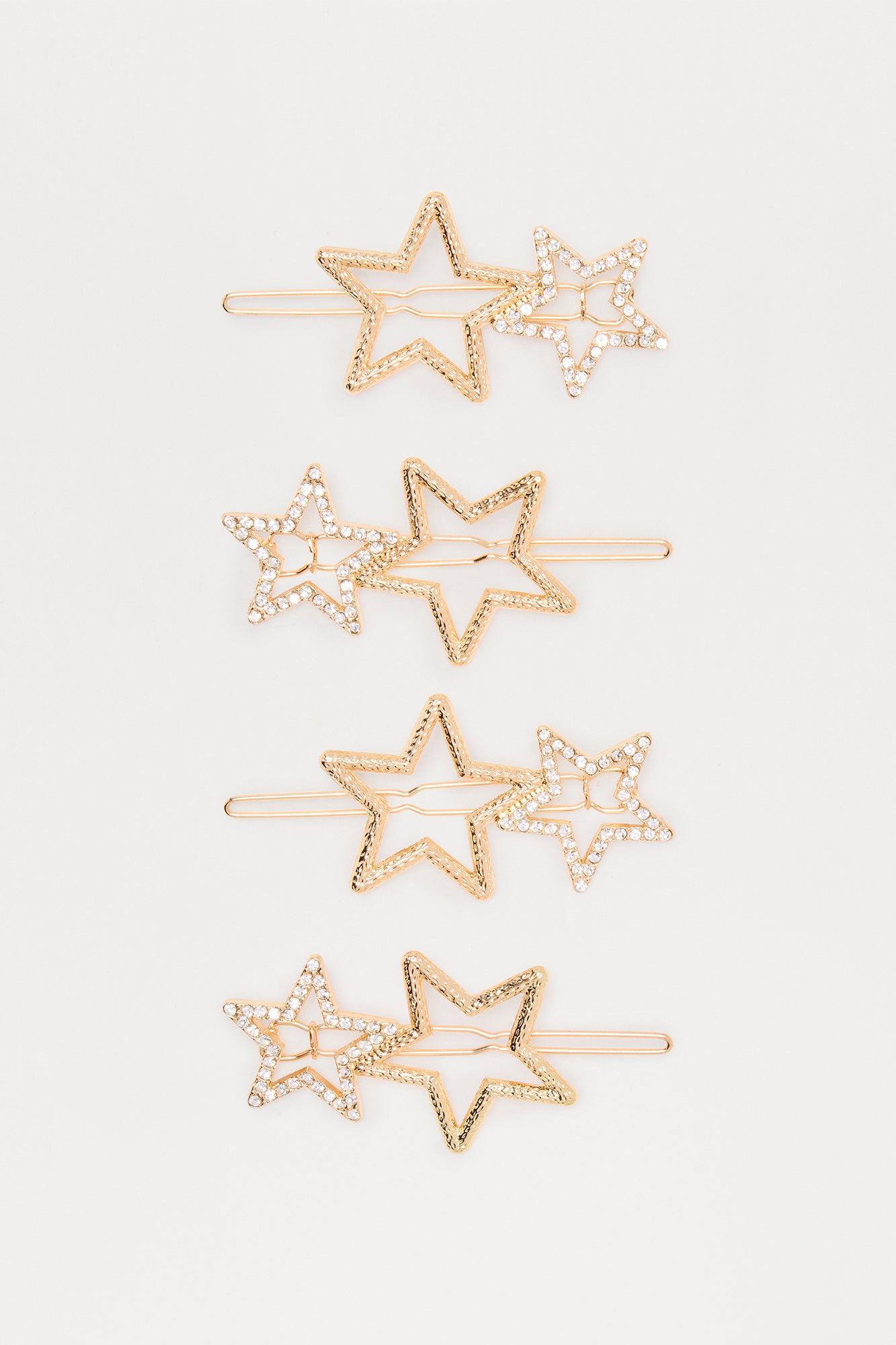 Dancing Under The Stars 4 Piece Hair Clip Set - Gold Female Product Image