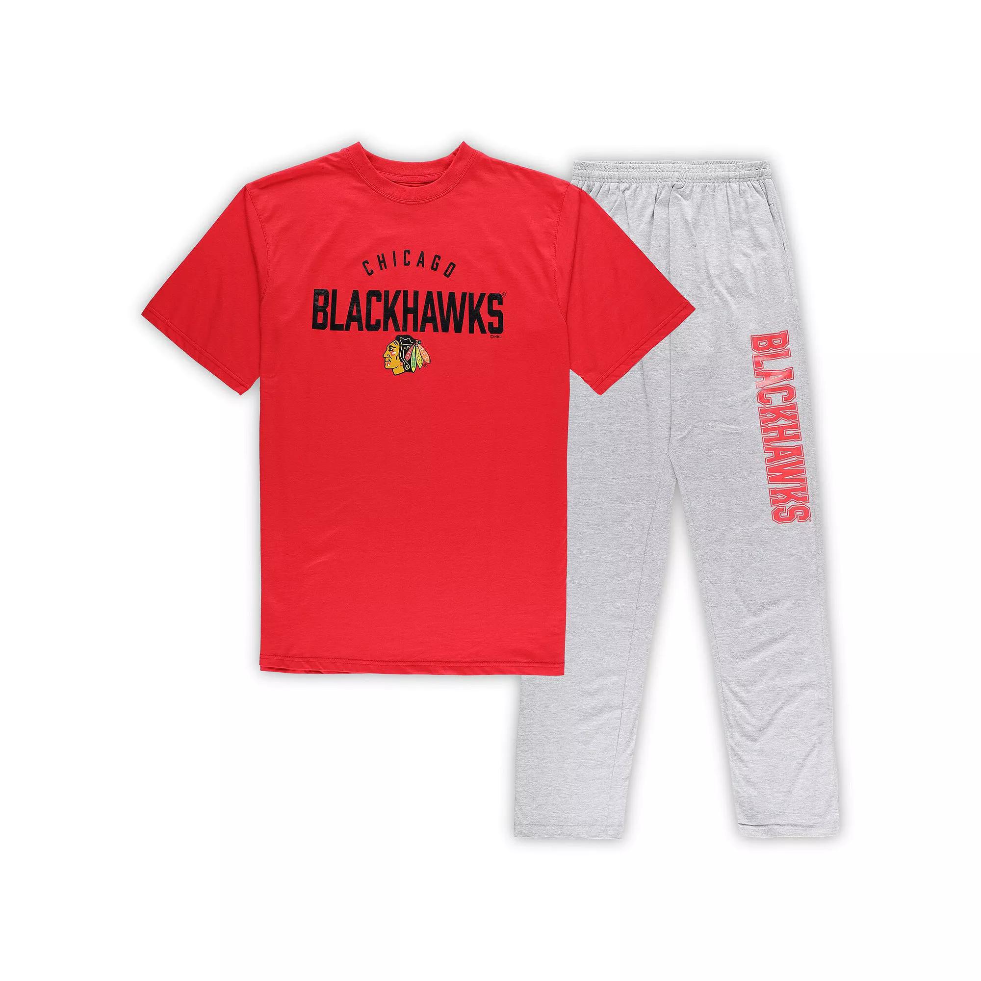 Men's Chicago Blackhawks Red/Heather Gray Big & Tall T-Shirt & Pants Lounge Set,  Product Image