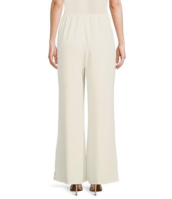 Caroline Rose Matte Crepe Flat Front Elastic Waist Wide Leg Coordinating Pants Product Image