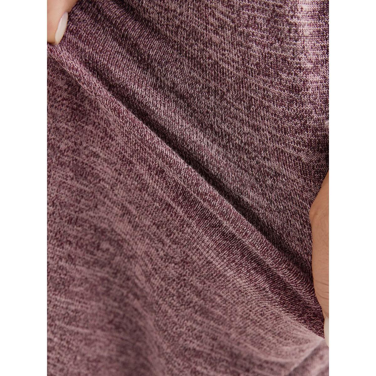 Plus Size Round Neck Heather Pleated T-shirt RedViolet Women Leisure Pleated Round Neck Loose Casual T-shirts BloomChic 28/5X Product Image