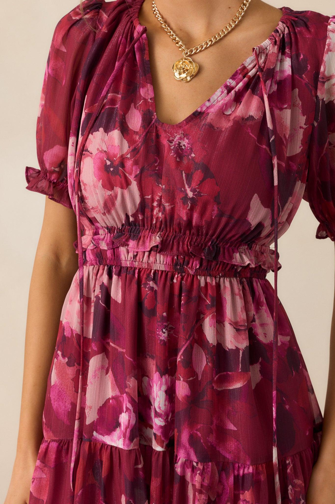 Meadows Call Berry Floral Maxi Dress Product Image