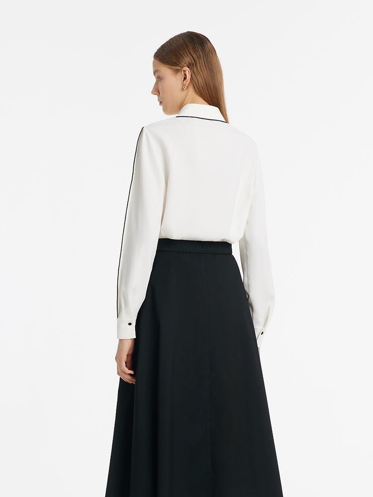 Contrast Trim Commute Women Shirt Product Image