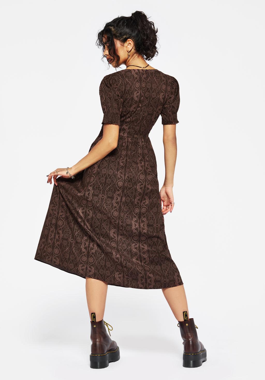 Fianna Midi Dress - Brown Product Image