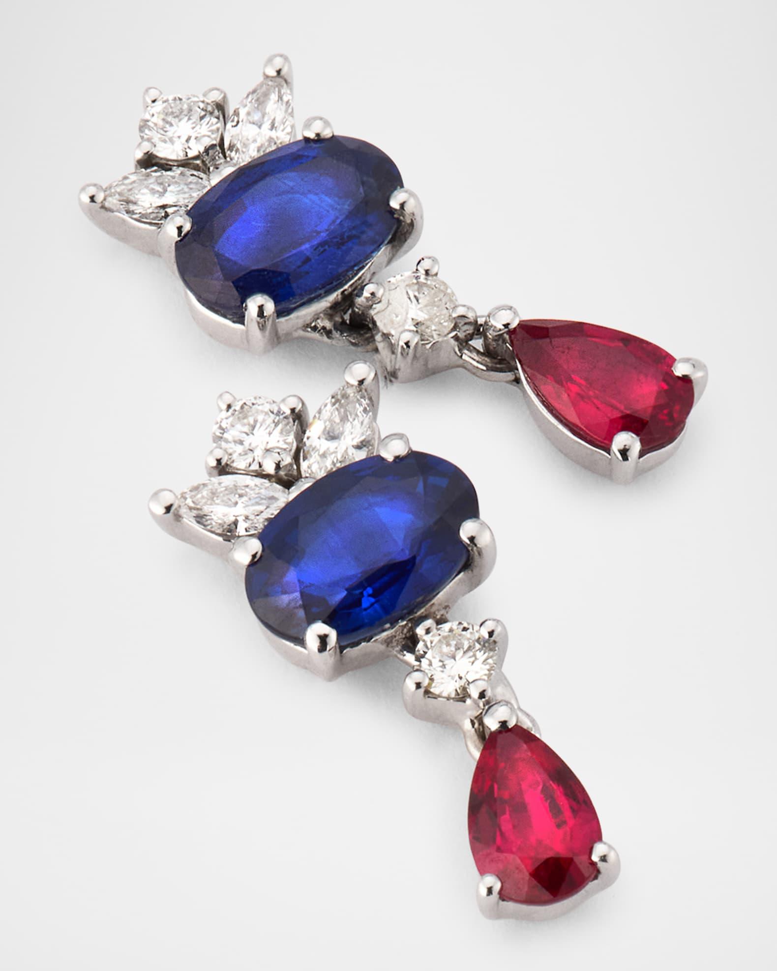18K White Gold Tricolor Gemstone Earrings Product Image