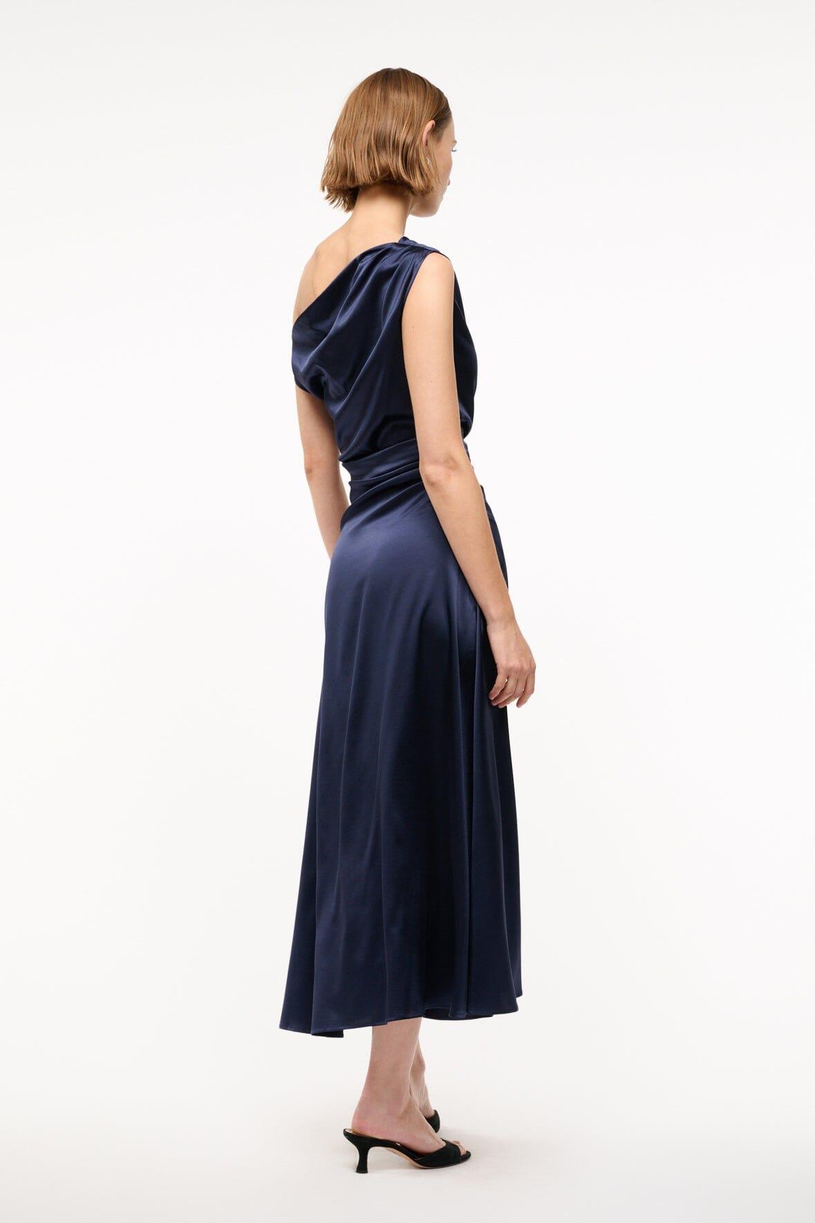 PHARE SILK DRESS | NAVY Product Image