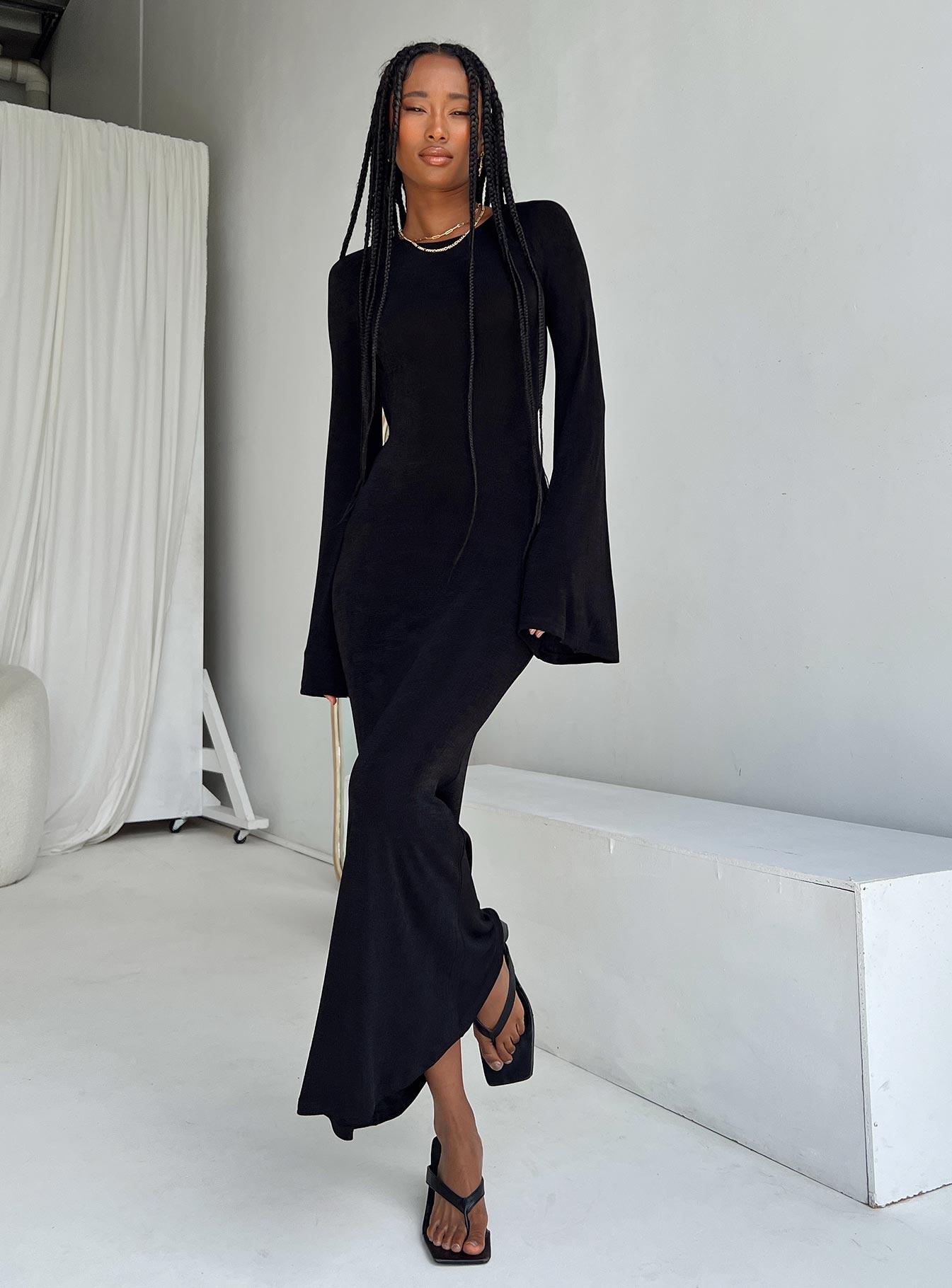 Amersham Long Sleeve Maxi Dress Black Product Image