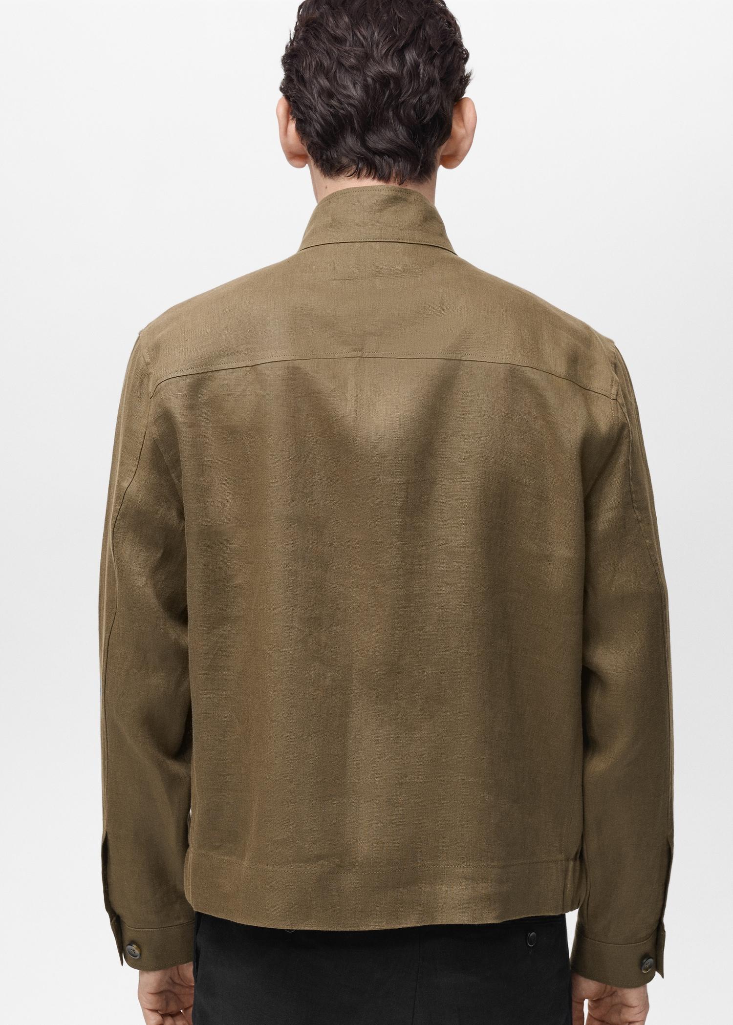 100% linen turtleneck jacket - Men | MANGO USA Product Image