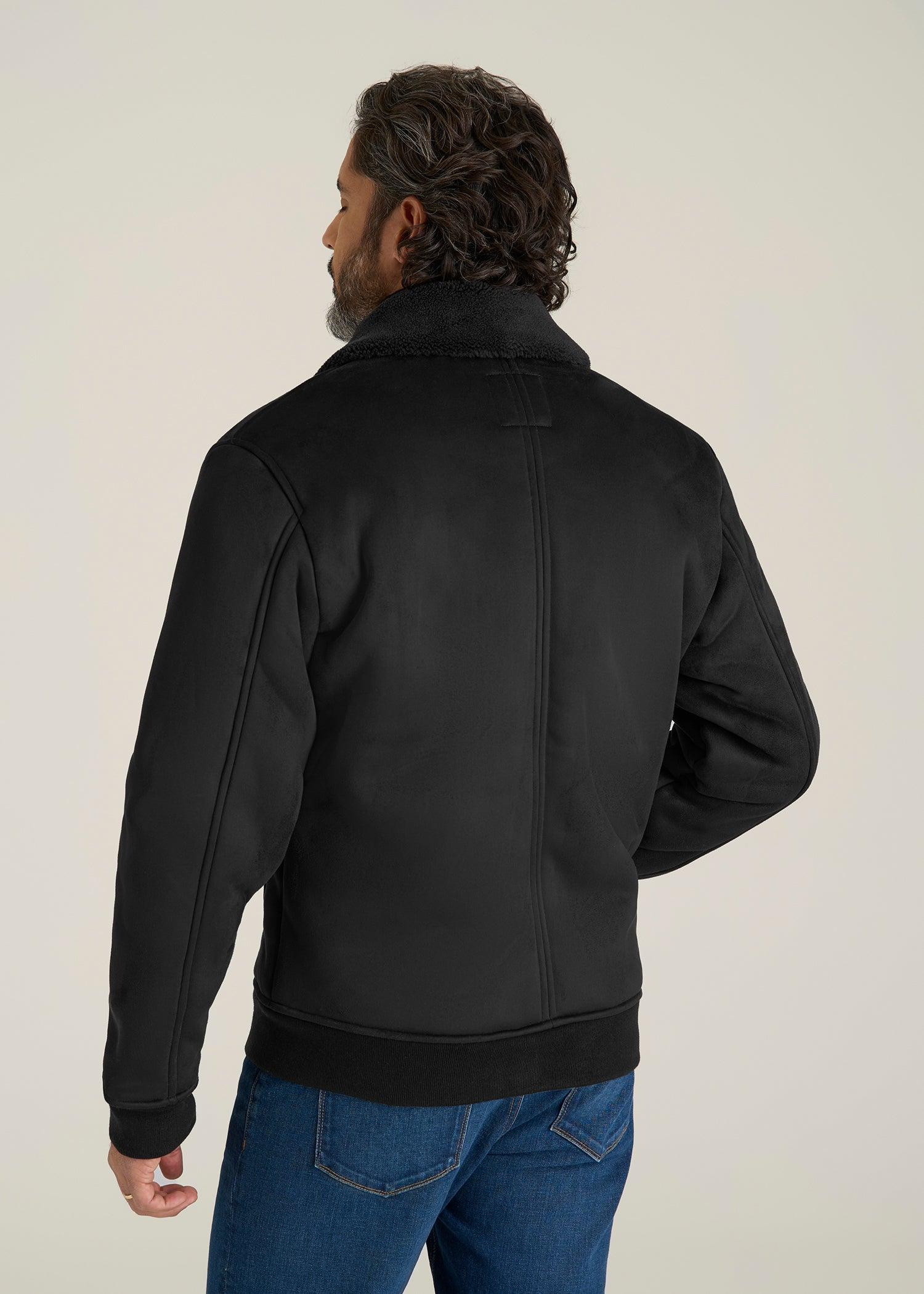 Sherpa Bomber Jacket for Tall Men in Black Male Product Image