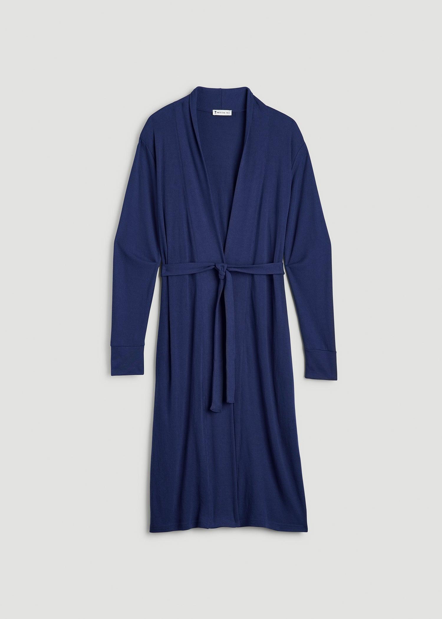 Waffle Lounge Robe for Tall Women in Midnight Blue Female Product Image