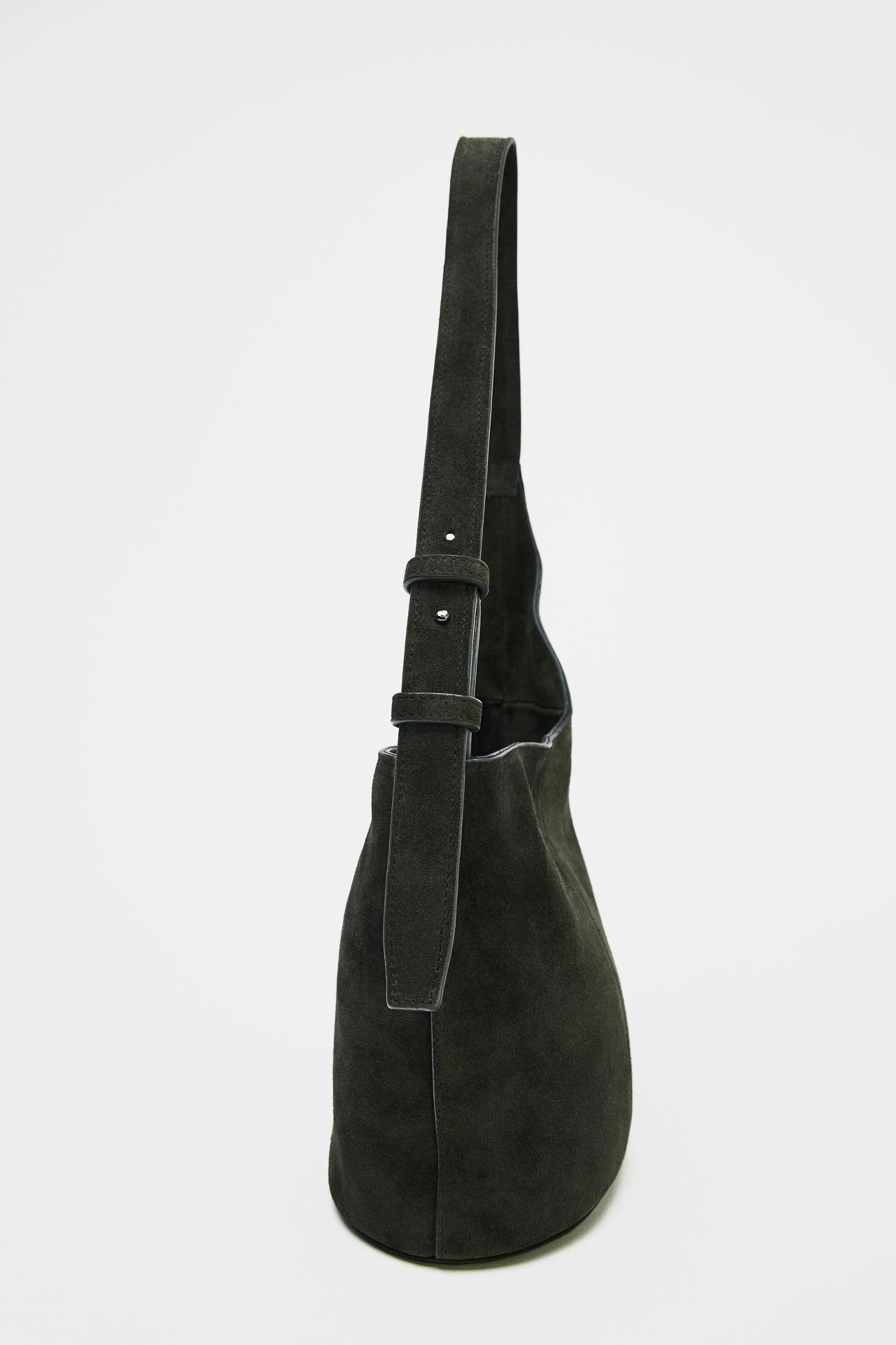 ASYMMETRIC SOFT SUEDE MINI BUCKET BAG Product Image