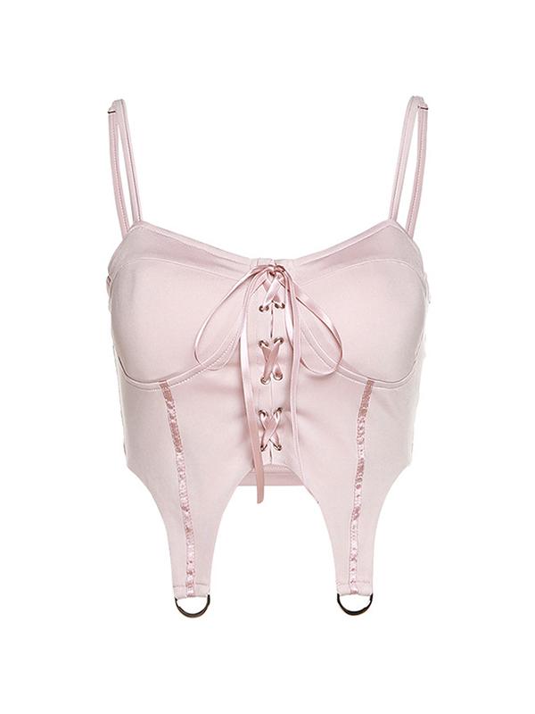 Solid Tie Up Irregular Hem Cami Top Product Image