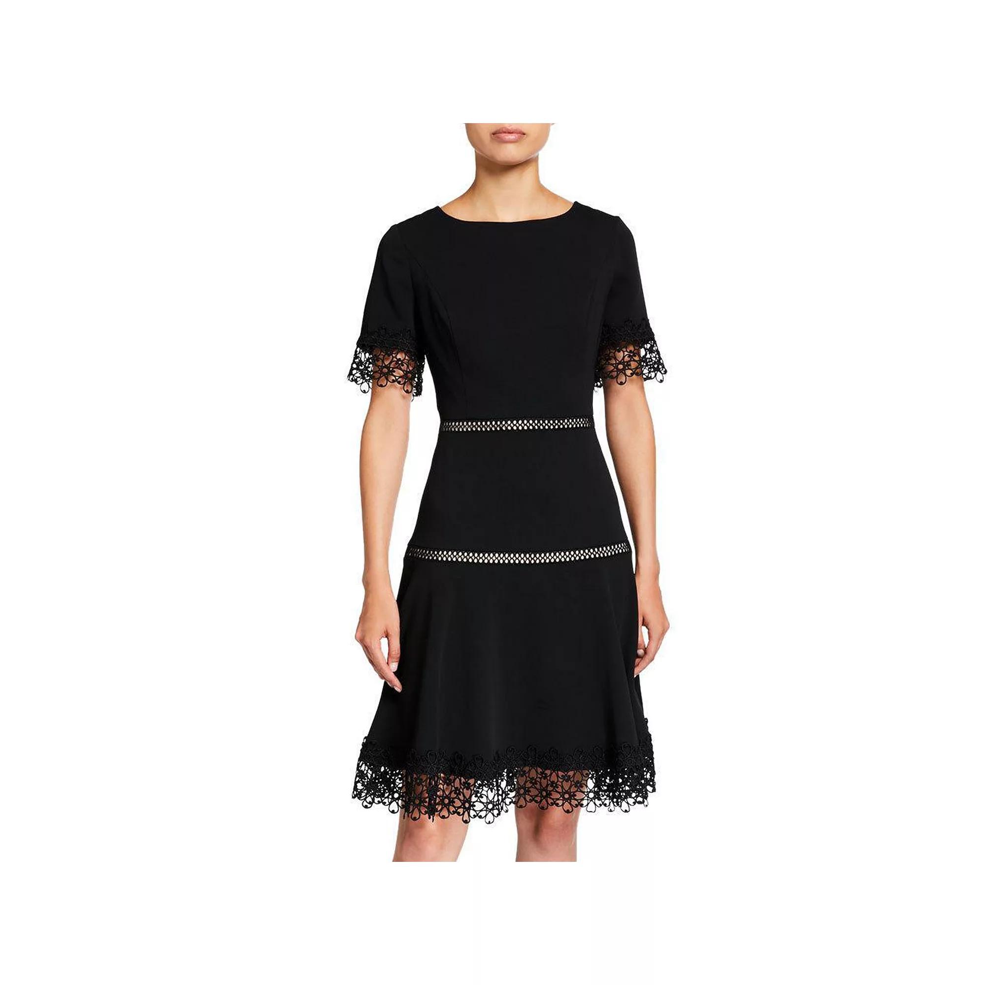 Women's Focus By Shani Fit & Flare Lace Crepe Dress,  Product Image