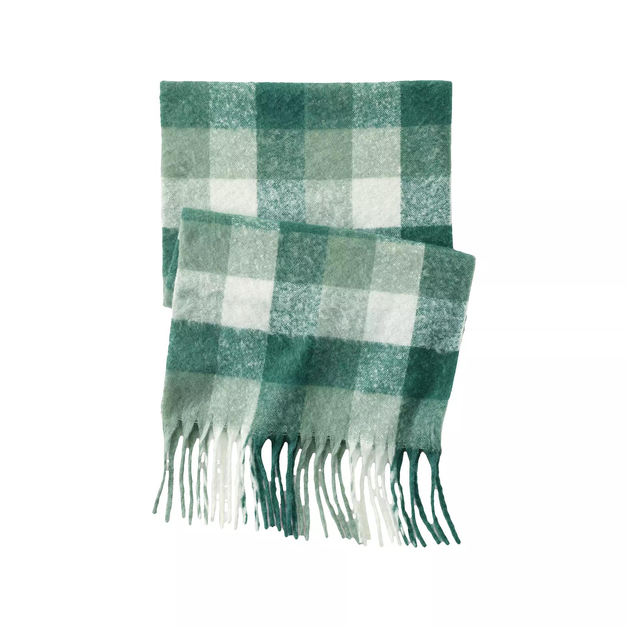 Women's Lands' End Brushed Blanket Scarf, Green Check Product Image
