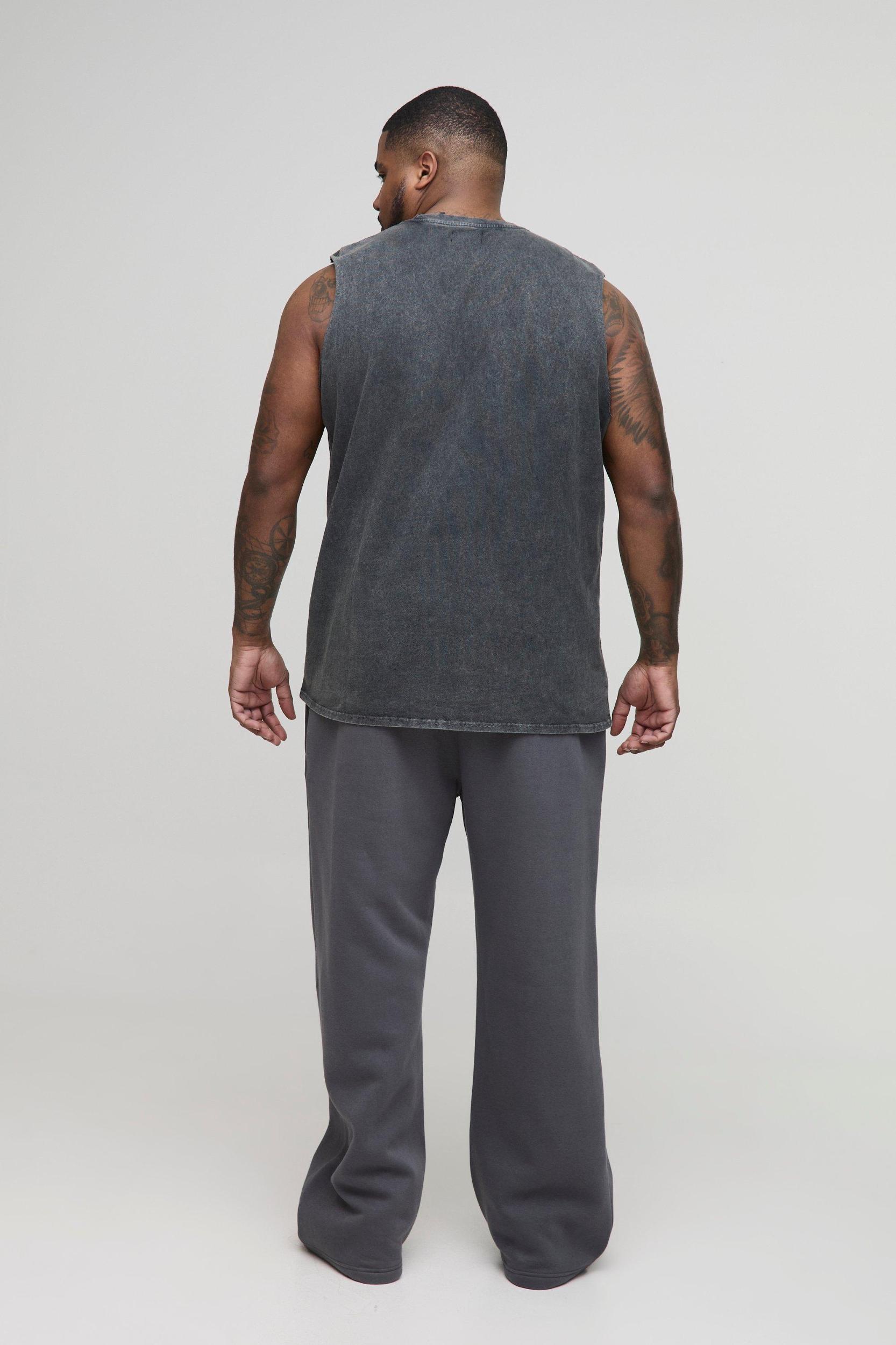 Plus Acid Wash Regular Fit Tank | boohooMAN USA Product Image
