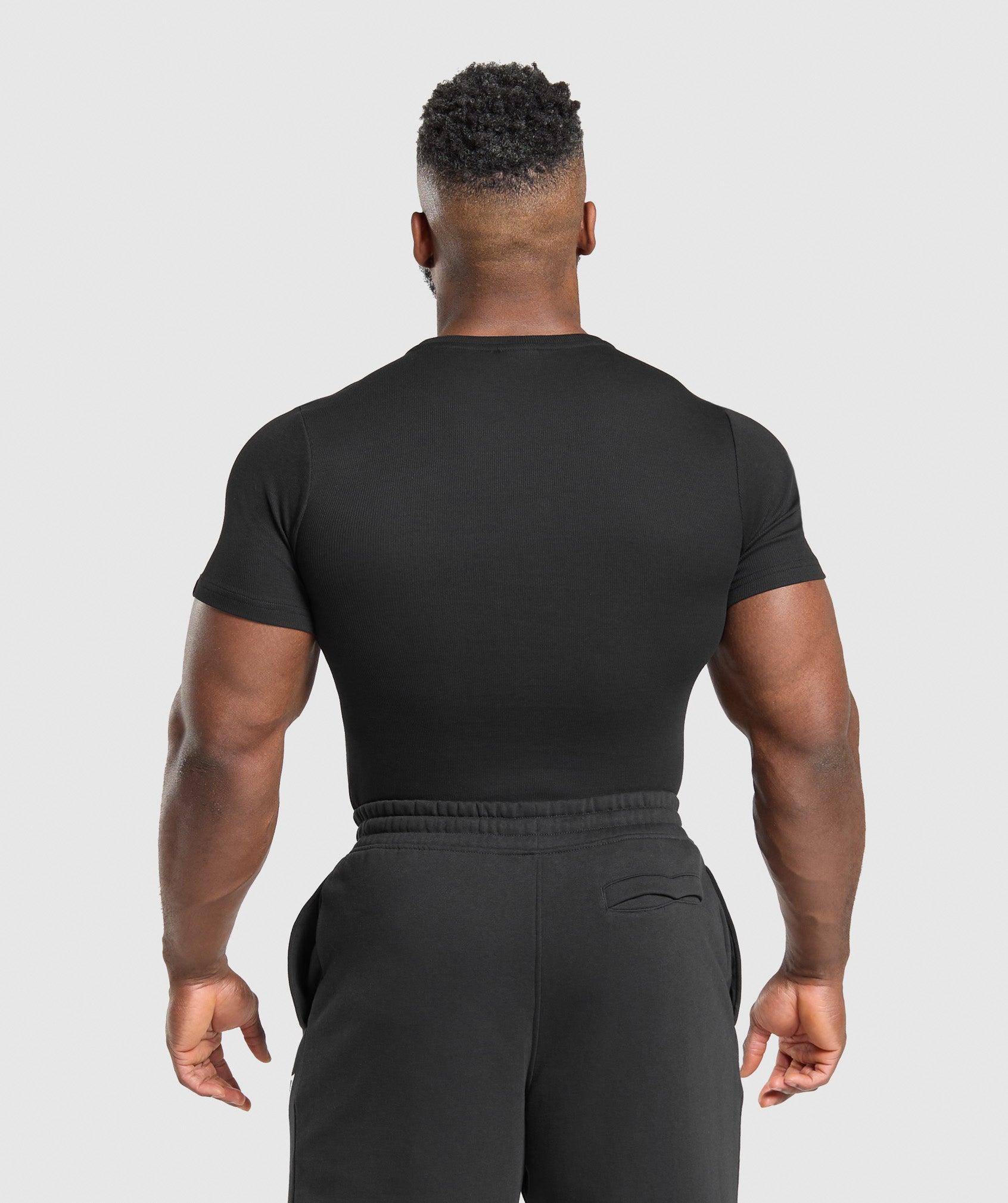 Gymshark Ribbed T-Shirt - Black Male Product Image