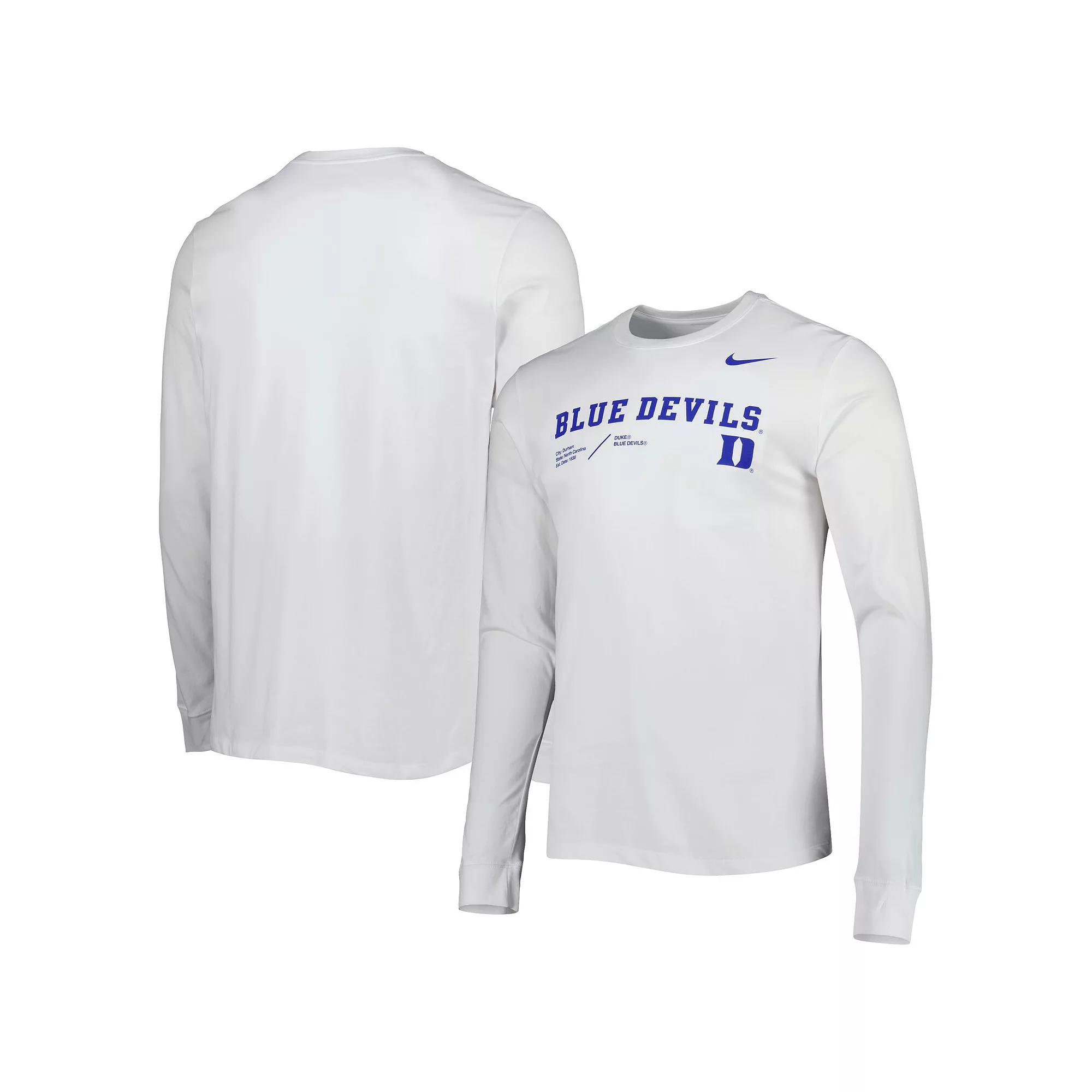 Men's Nike White Duke Blue Devils Team Practice Performance Long Sleeve T-Shirt, Size: 2XL Product Image