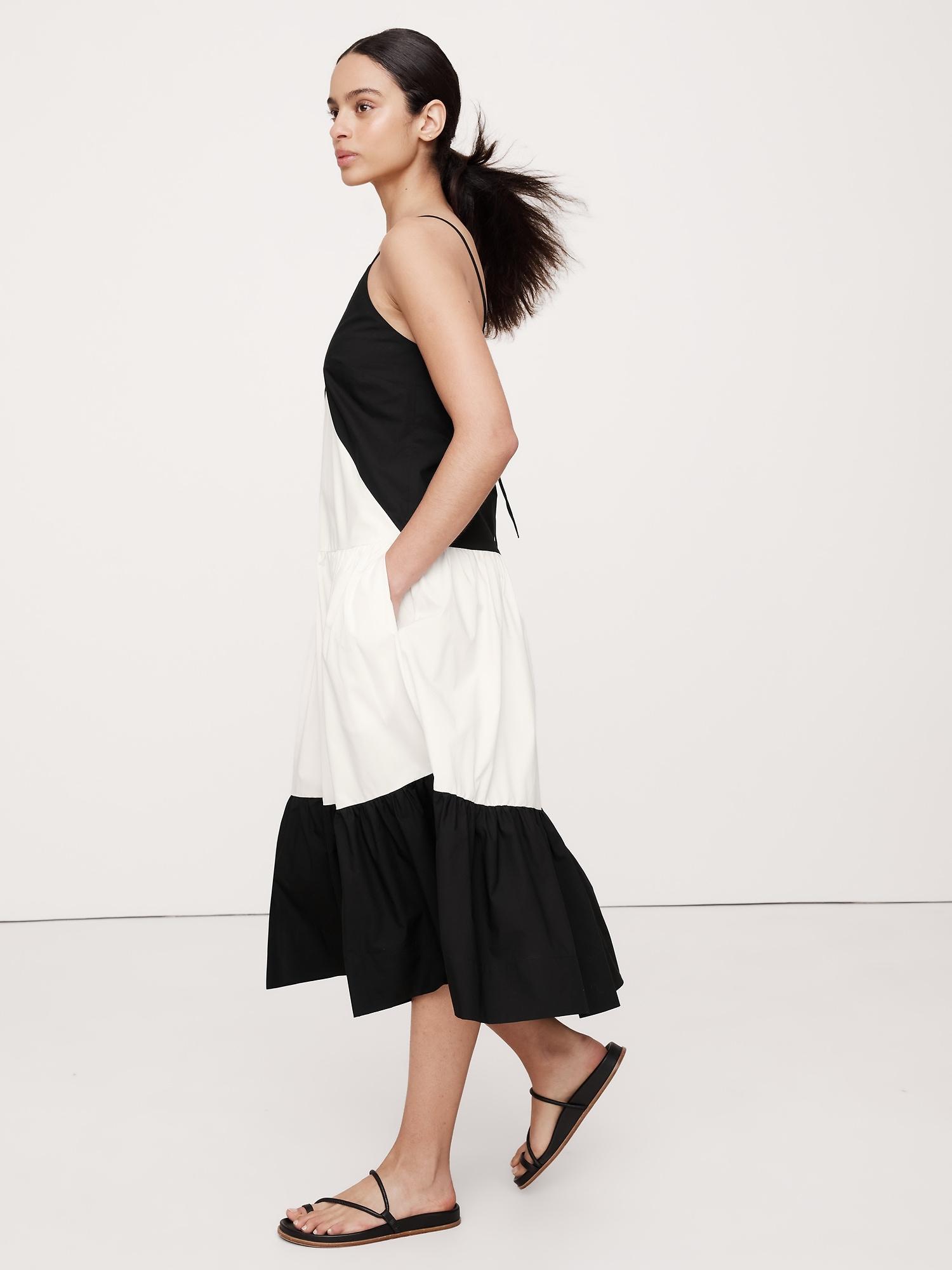 Cotton Poplin Tiered Midi Dress Product Image
