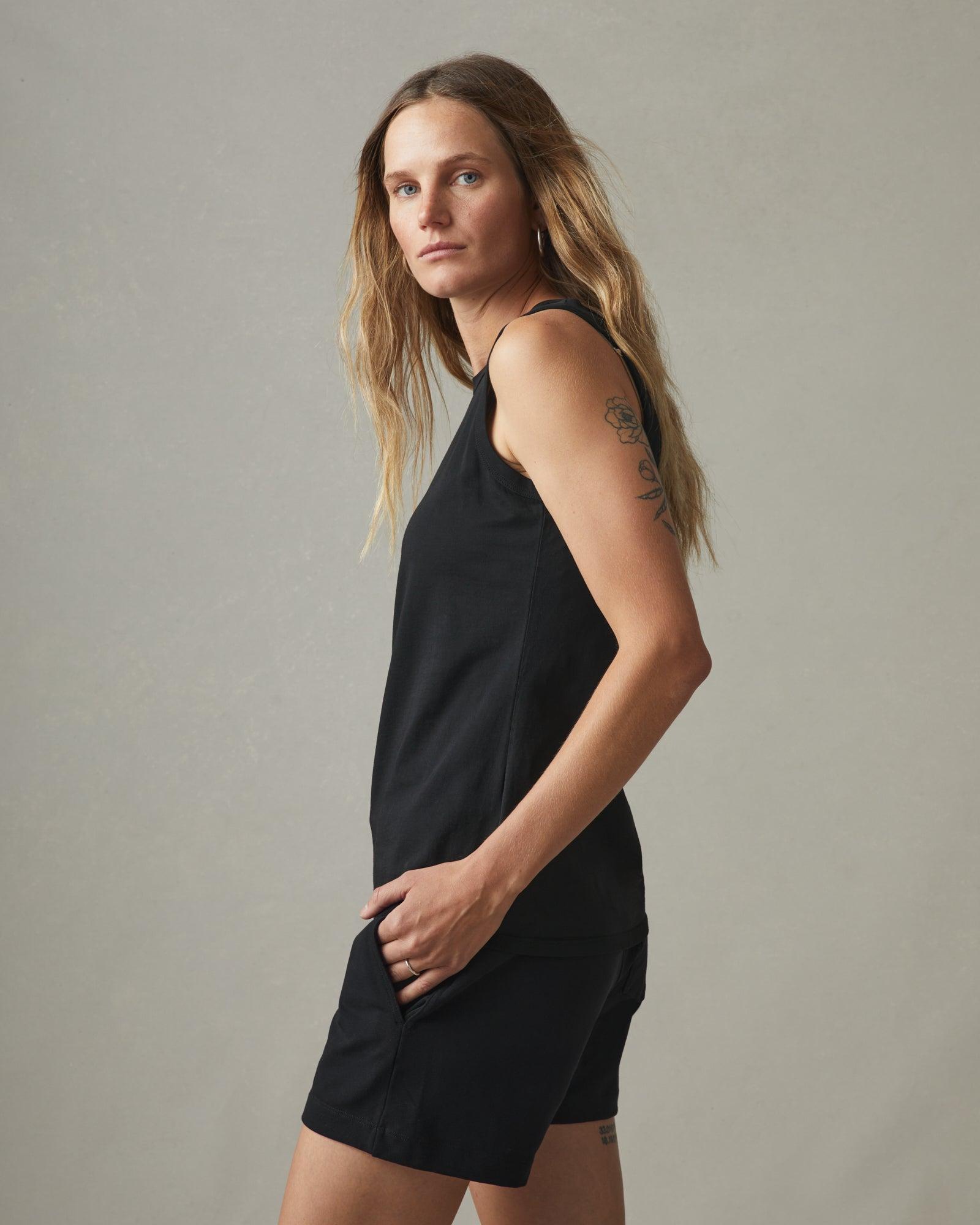 Women's Classic Cotton Muscle Tank - Black Product Image