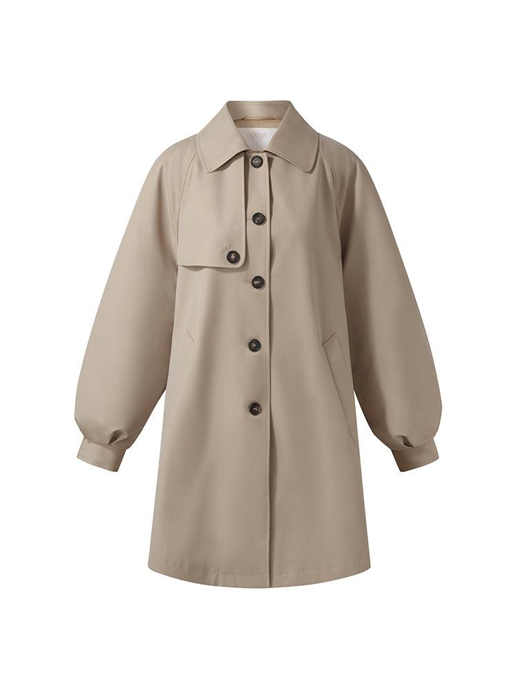 Worsted Wool Blend Waterproof Women Trench Coat Product Image