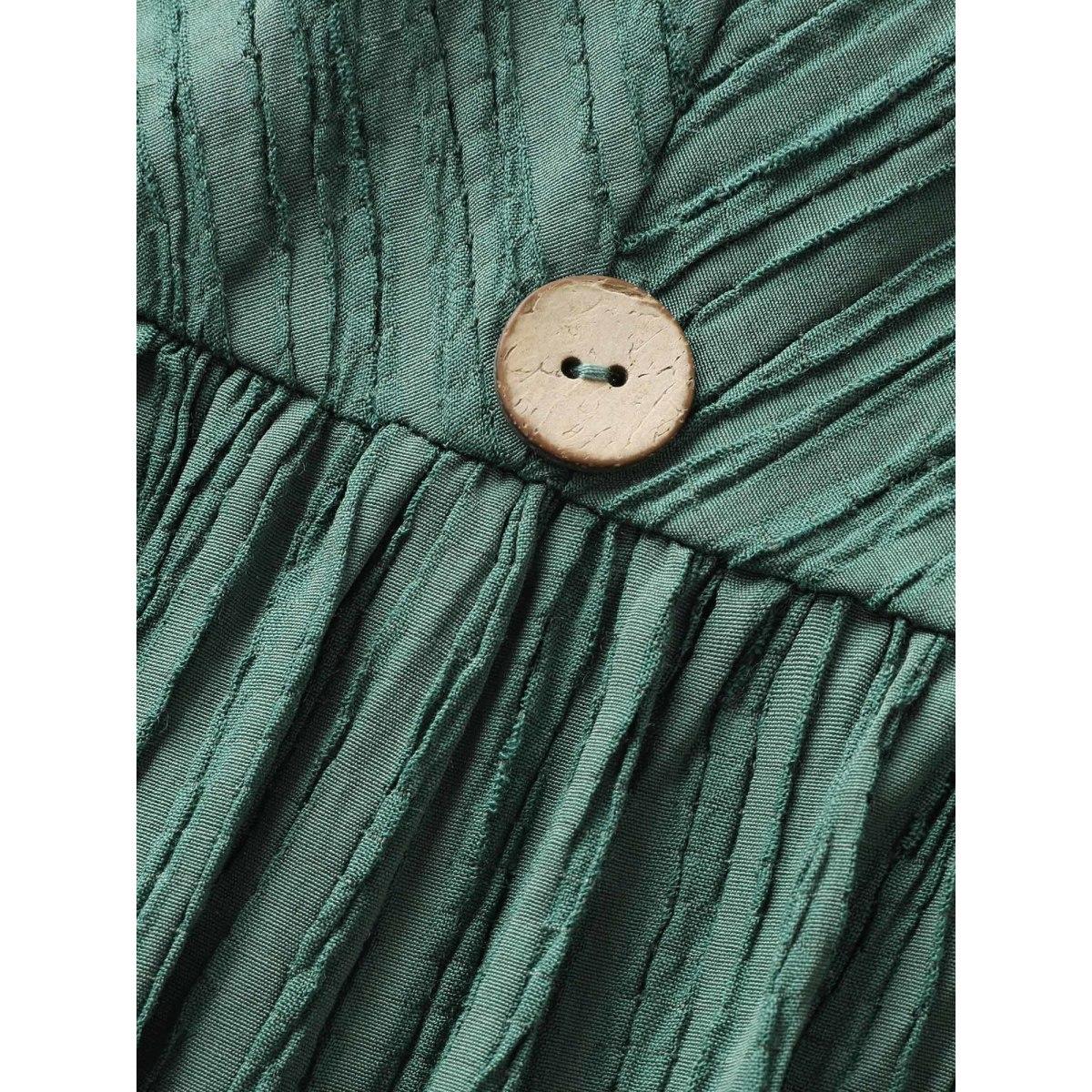 Plus Size Plain Textured Button Detail Cami Dress Emerald Women Casual Texture Non Sleeveless Curvy Midi Dress BloomChic 14-16/1X Product Image