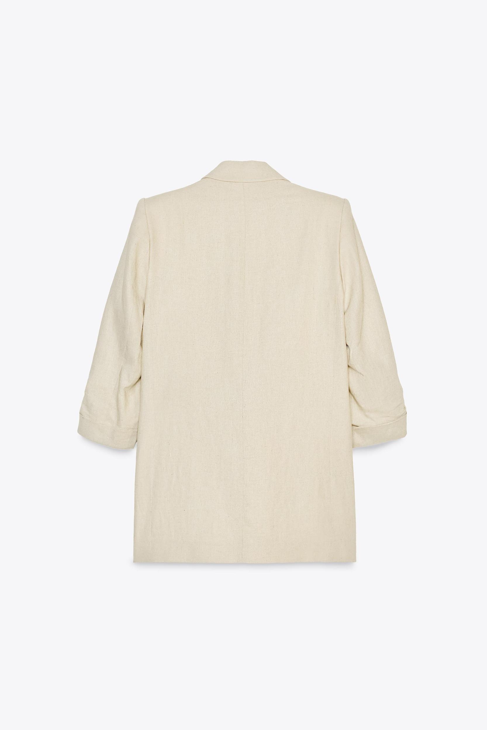 LINEN BLEND BLAZER WITH ROLLED-UP SLEEVES Product Image