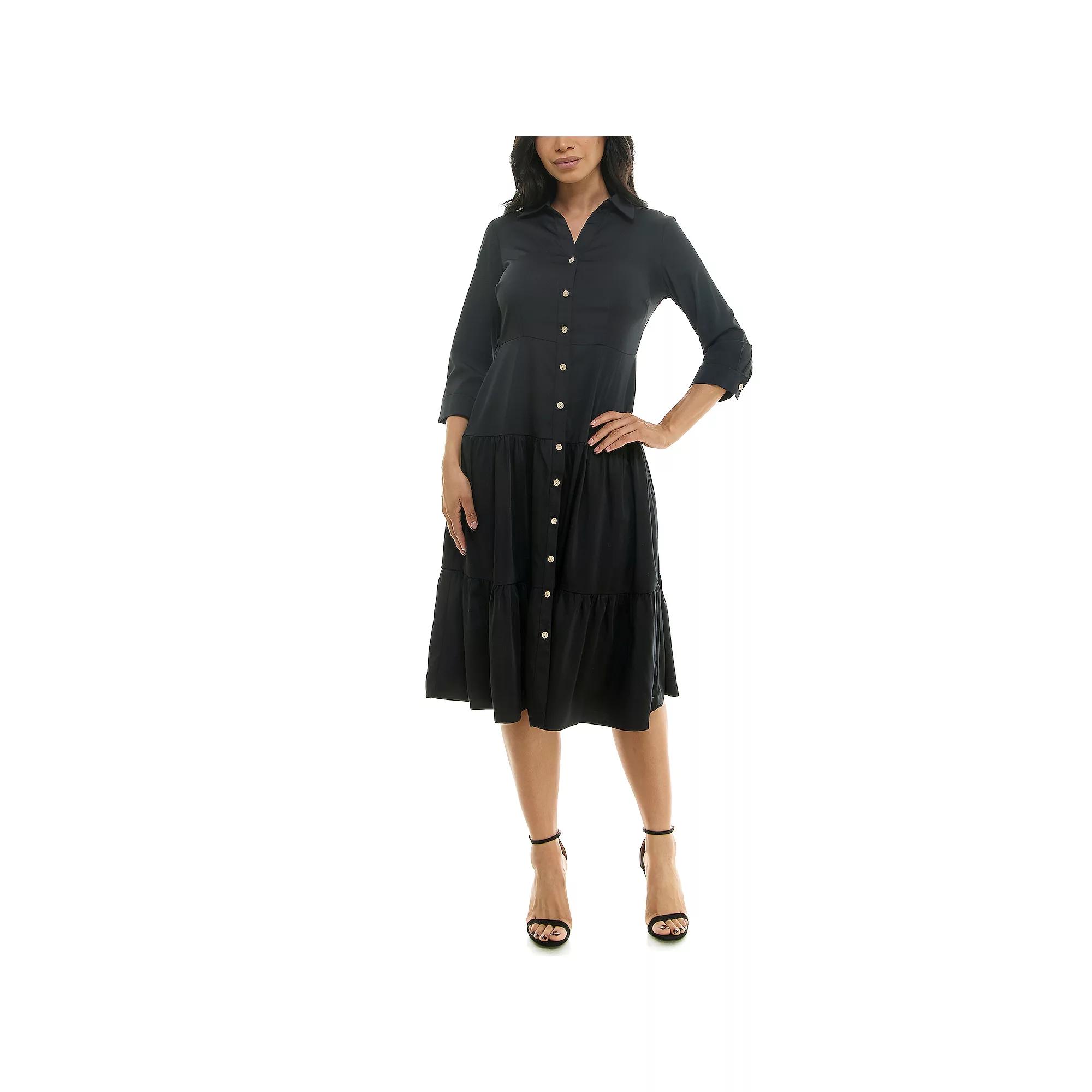Women's Nina Leonard Button Front Shirt Dress,  Product Image