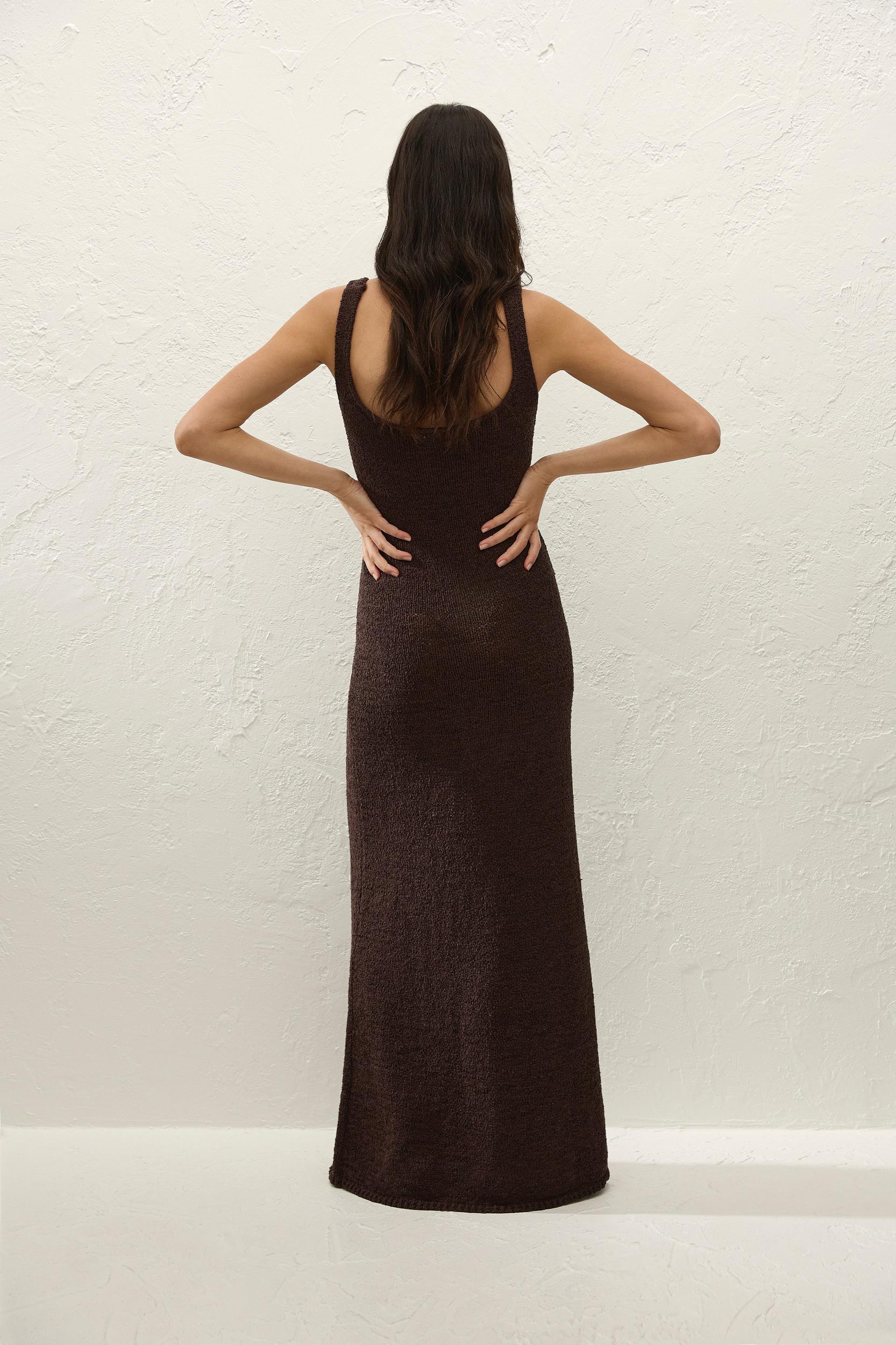 square-neck draped maxi dress Product Image