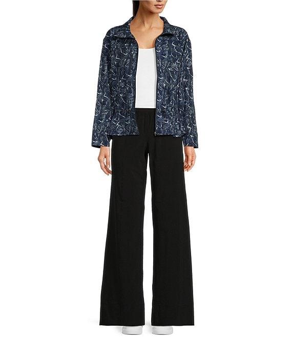 NZ ACTIVE by NIC + ZOE Falling Fans Tech Stretch Printed Zip Front Long Sleeve Jacket Product Image