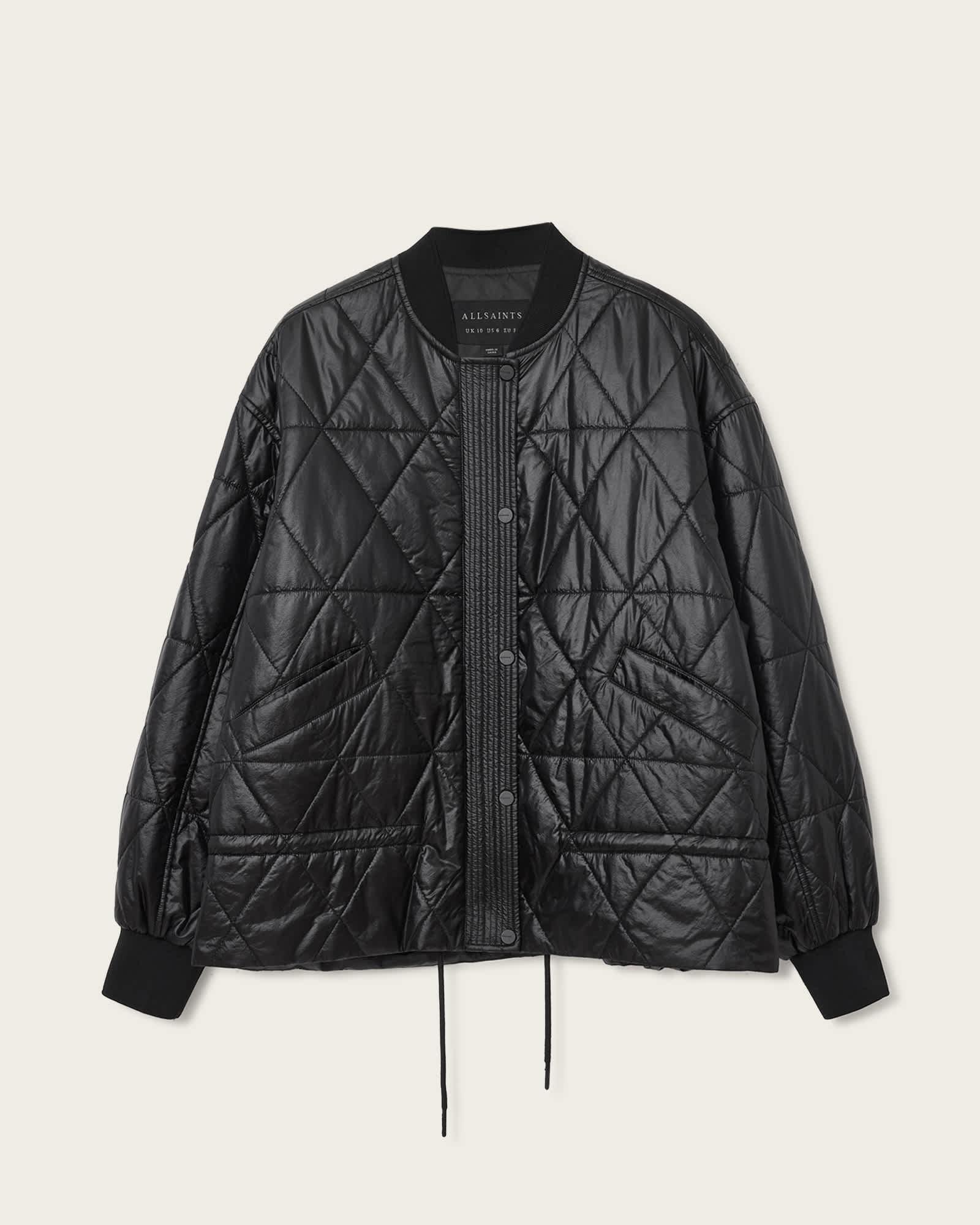 Alli Quilted Bomber Jacket Black | ALLSAINTS US Product Image