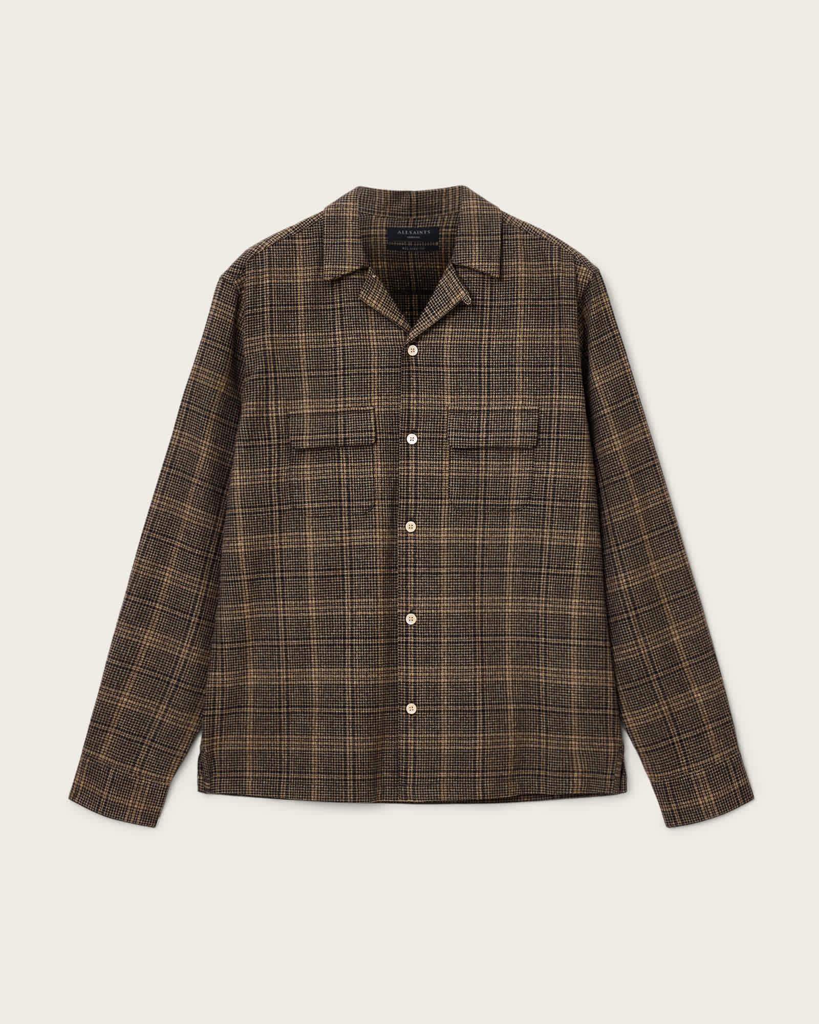 Saru Relaxed Check Shirt Black/Brown | ALLSAINTS US Product Image
