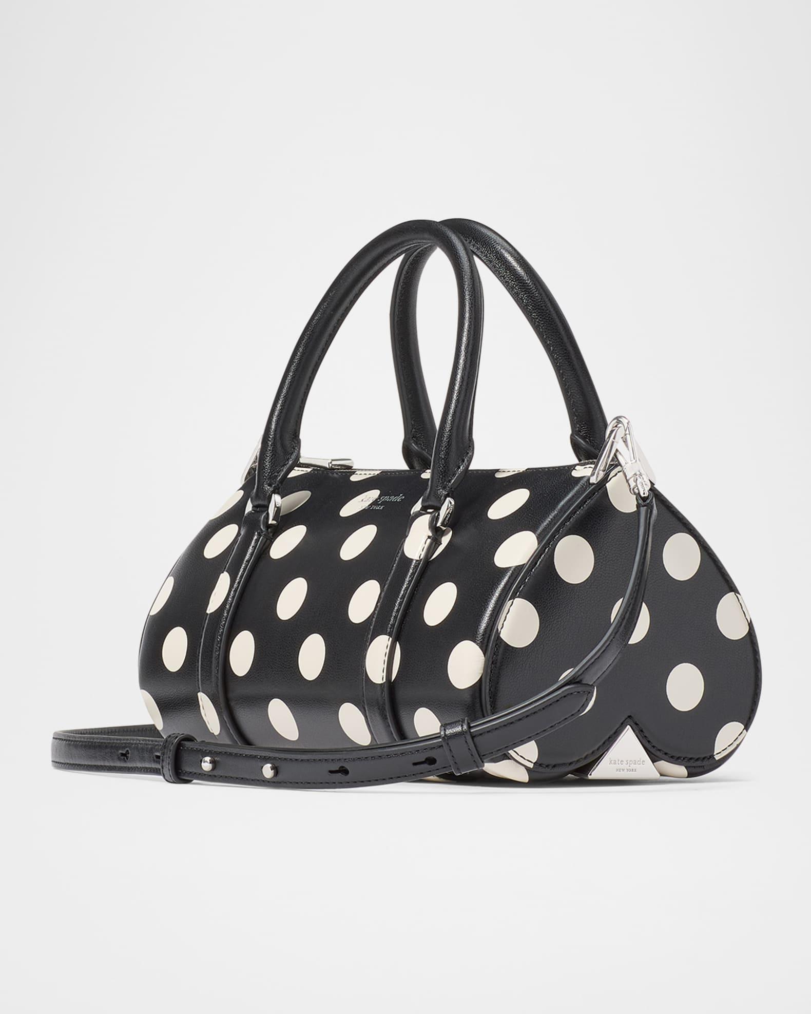 spade icon small polka dot leather barrel top-handle bag Product Image