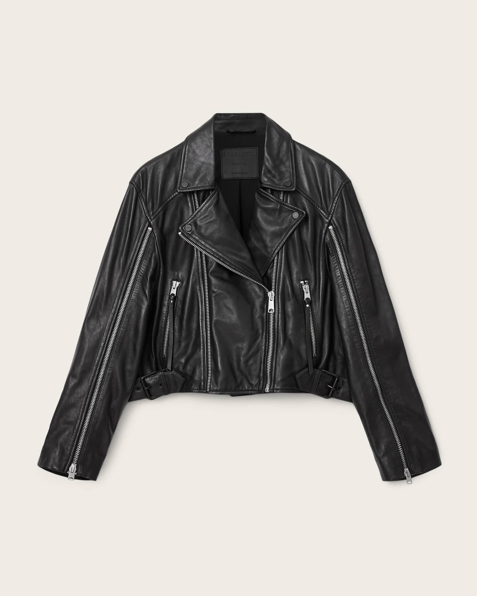 Masone Leather Biker Jacket Black | ALLSAINTS US Product Image