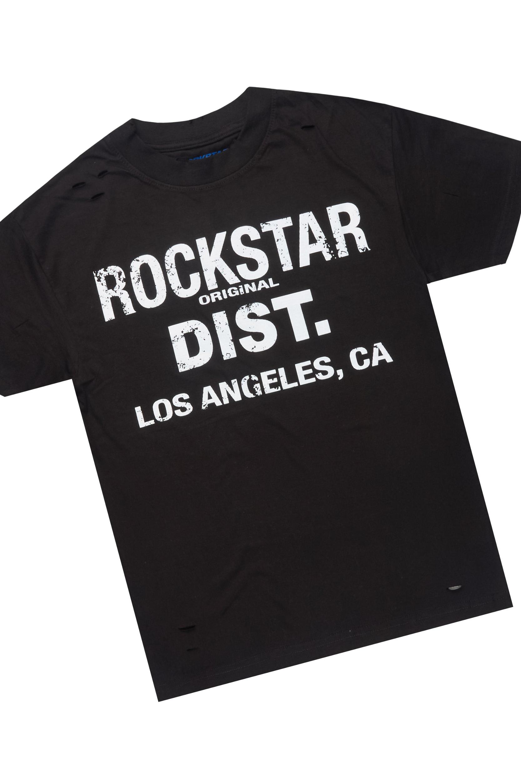 Lake Black/White Oversized T-Shirt/Stacked Track Pant Set Male Product Image