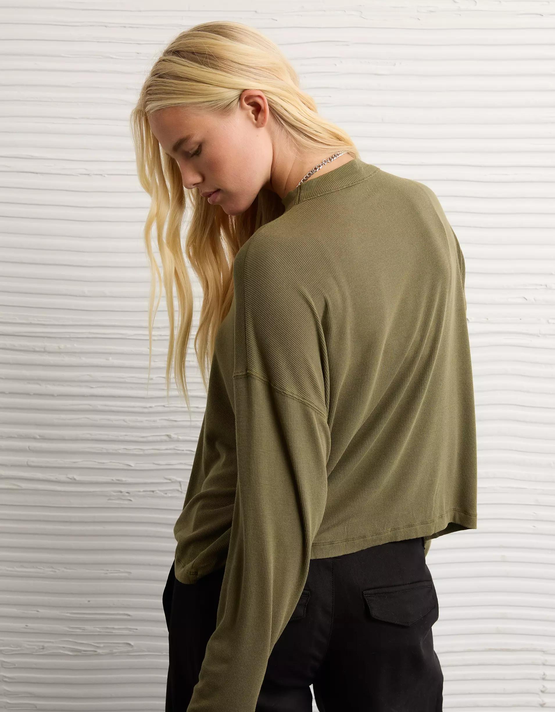 AE Soft & Sexy Long Sleeve Mockneck T-Shirt Product Image