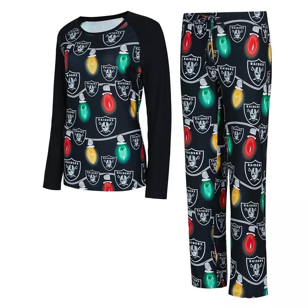 Women's Concepts Sport Las Vegas Raiders Garland Knit Raglan Long Sleeve T-Shirt & Pants Set,  Product Image