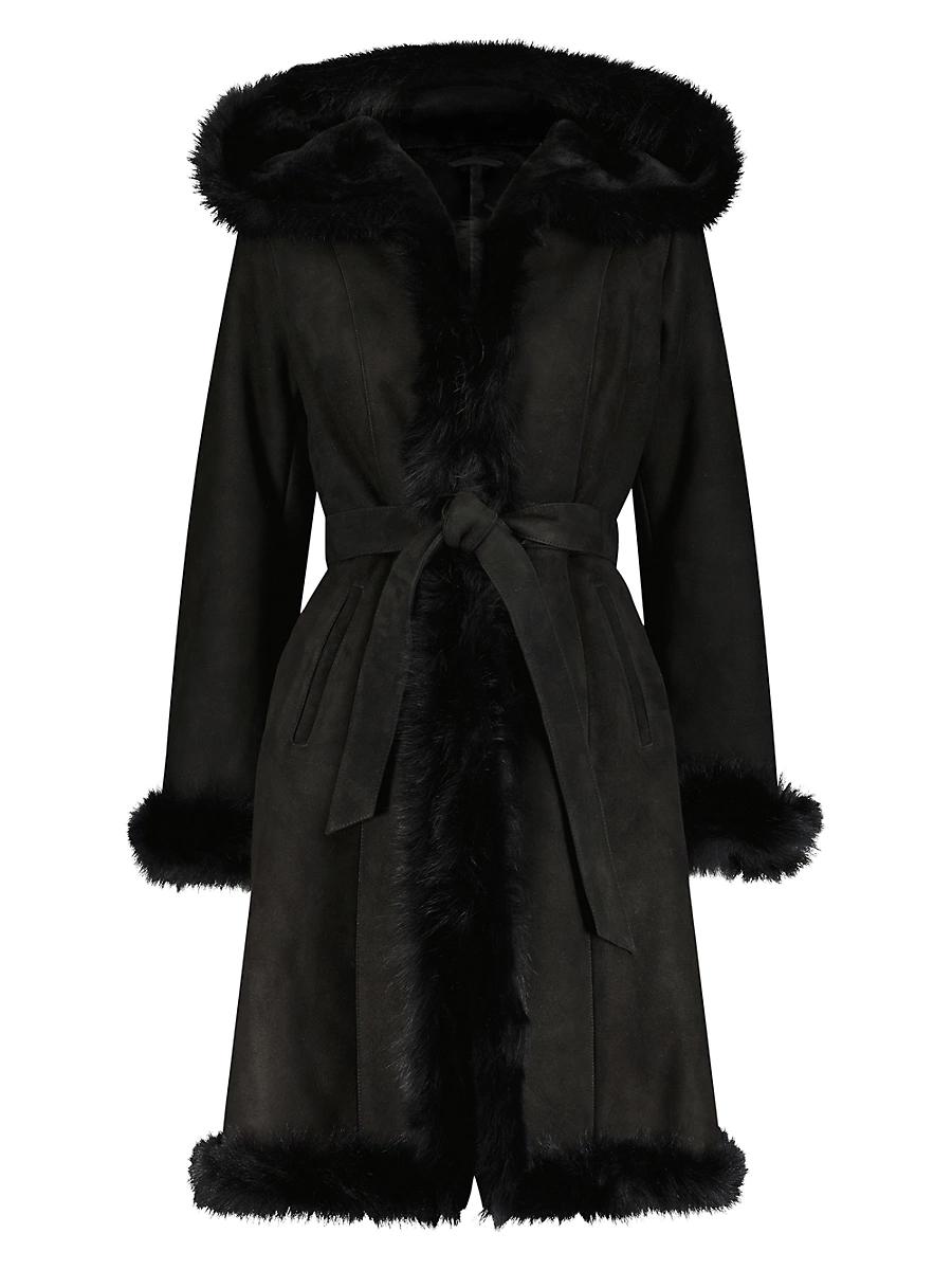 Womens Shearling Lamb Short Coat Product Image