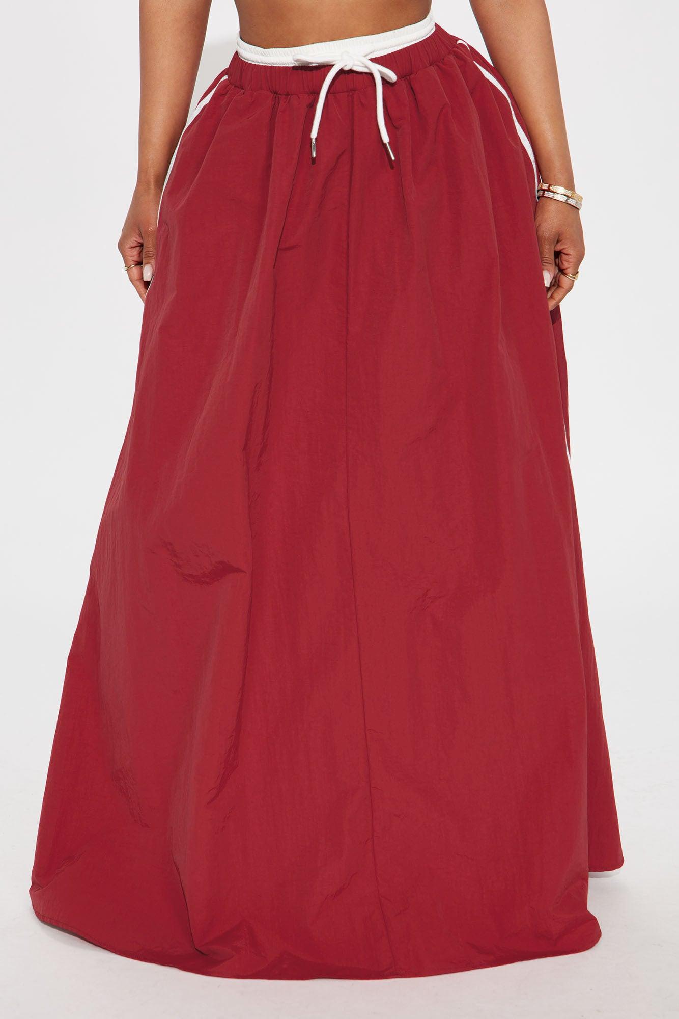 Sporty Gal Striped Maxi Skirt - Red Female Product Image