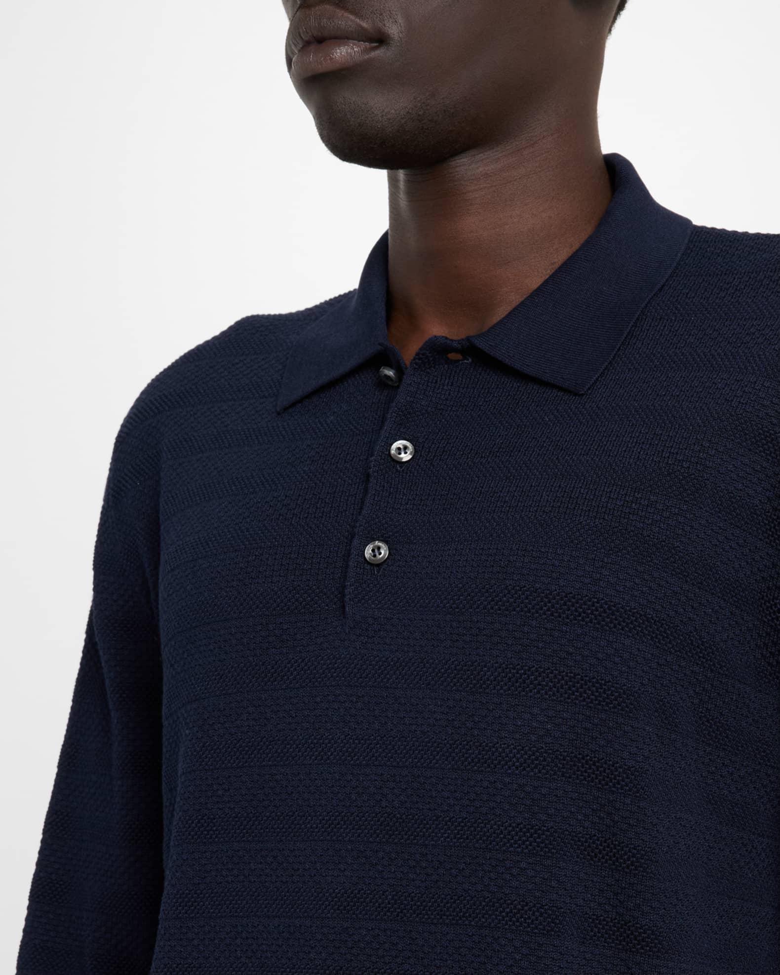 Men's Textured Silk-Cotton Polo Sweater Product Image
