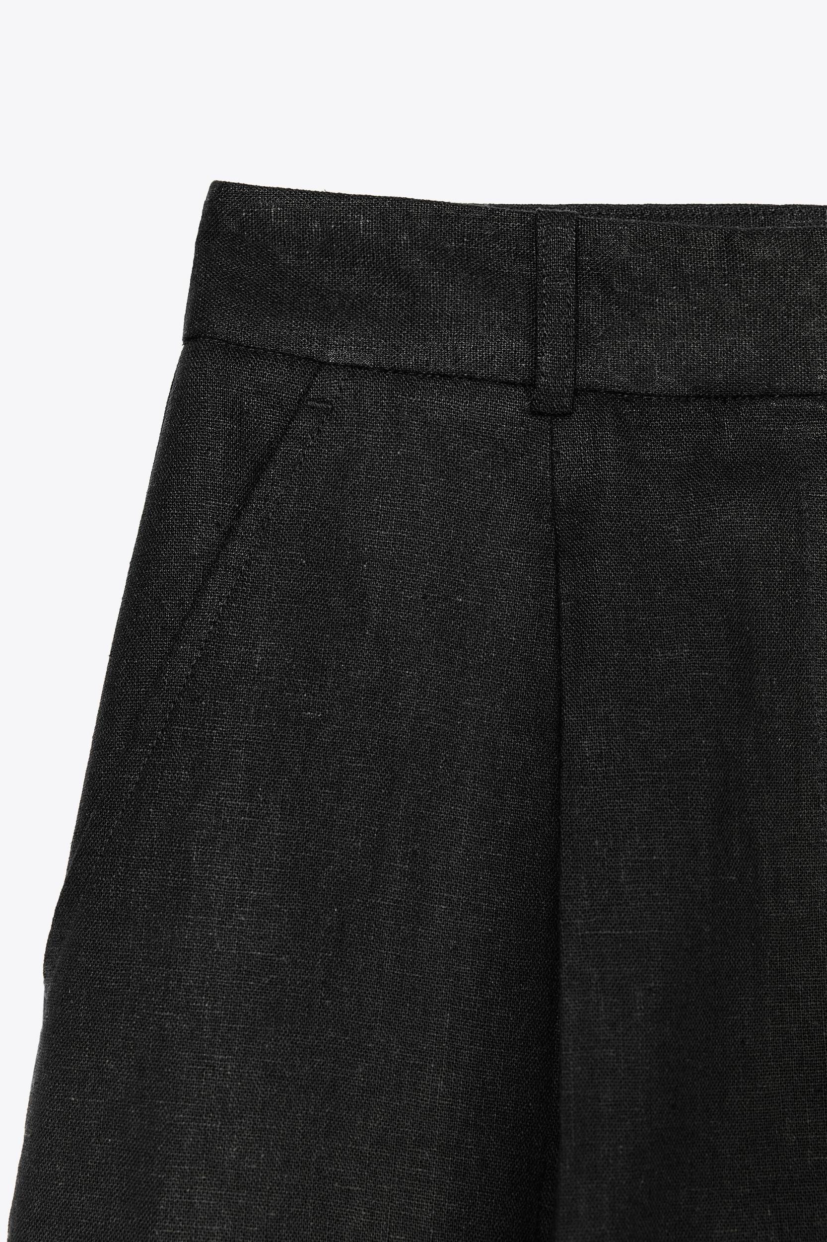 HIGH-WAISTED LINEN SHORTS Product Image