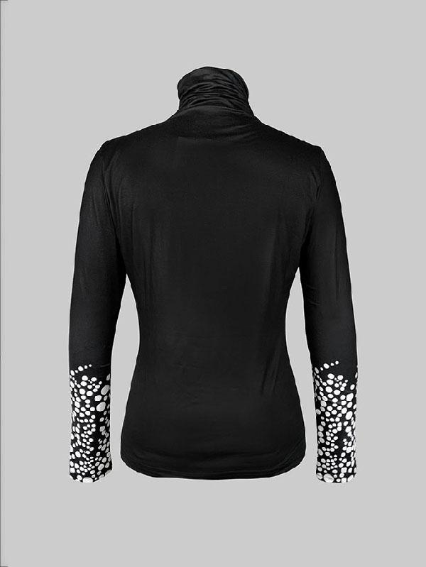 Long Sleeves Skinny Printed High-Neck T-Shirts Tops Product Image